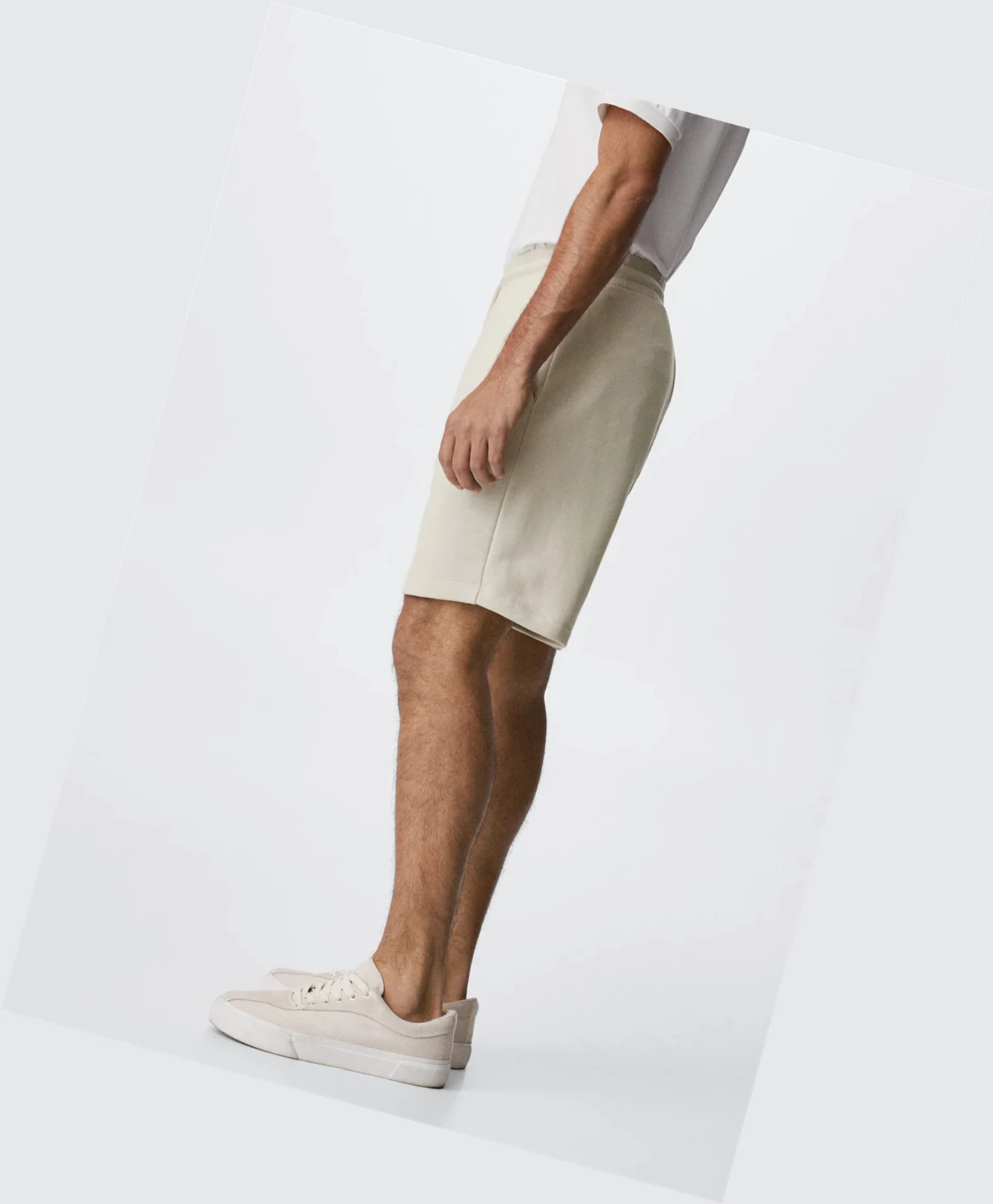 Bermudy Mango Jogger Bavlnene Panske Béžové | SK859888