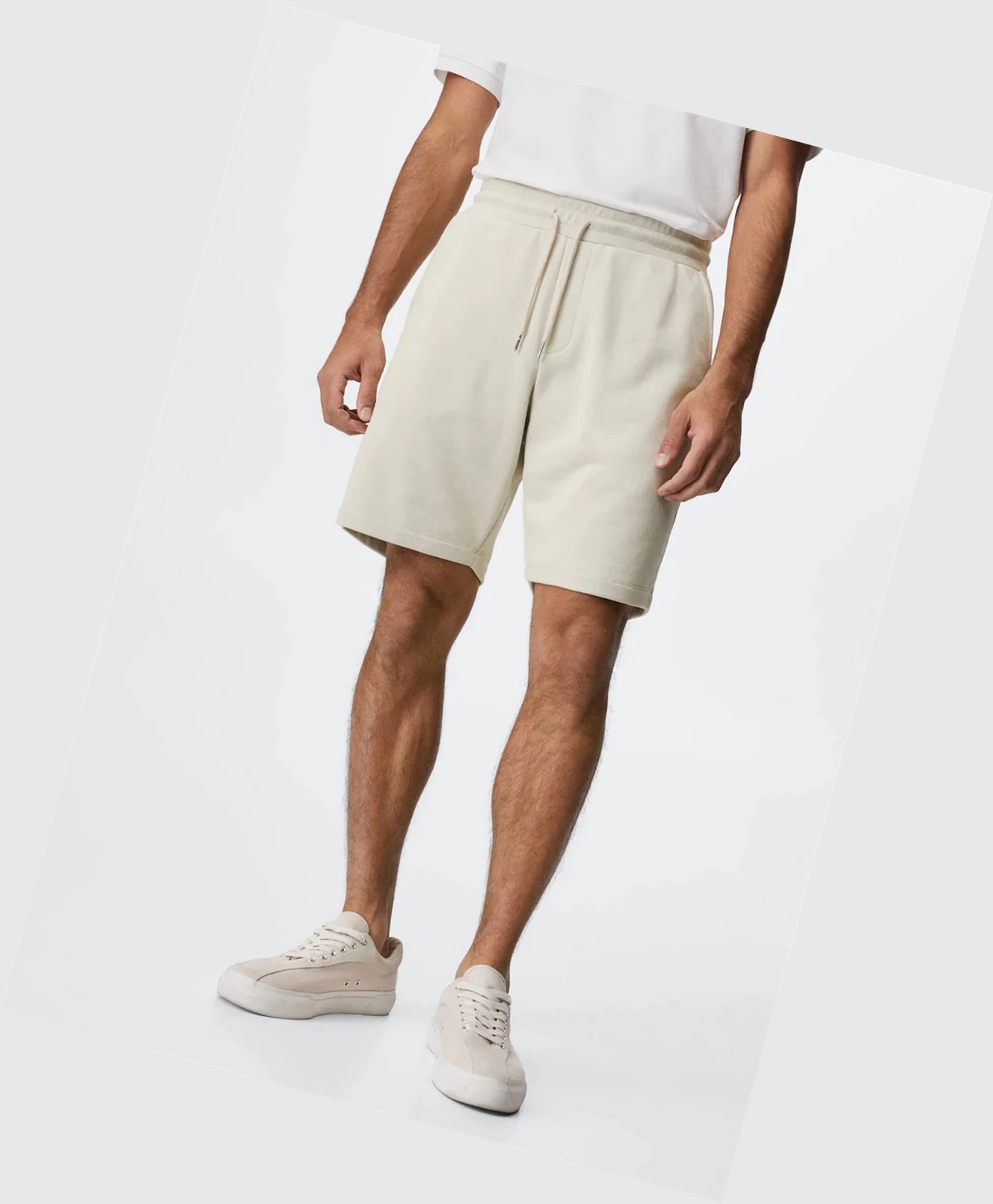 Bermudy Mango Jogger Bavlnene Panske Béžové | SK859888