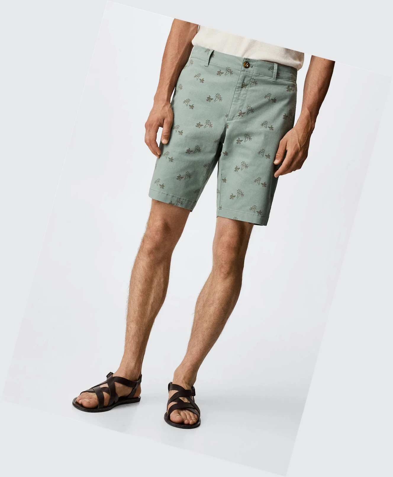 Bermudy Mango Printed Bavlnene Panske Zelene | SK859874