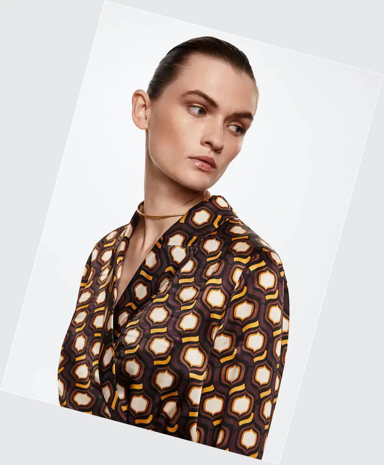 Blejzre Mango Geometric Print Double-breasted Damske Hnede | SK860087