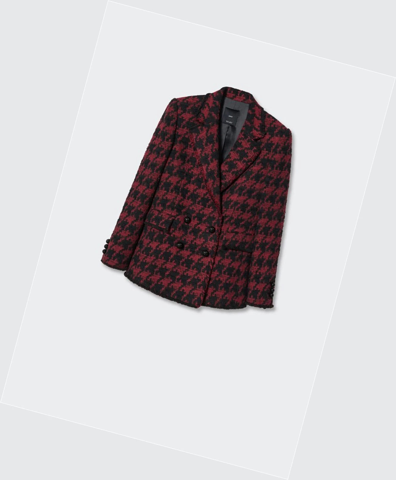 Blejzre Mango Lapels Houndstooth Damske Bordove | SK859945