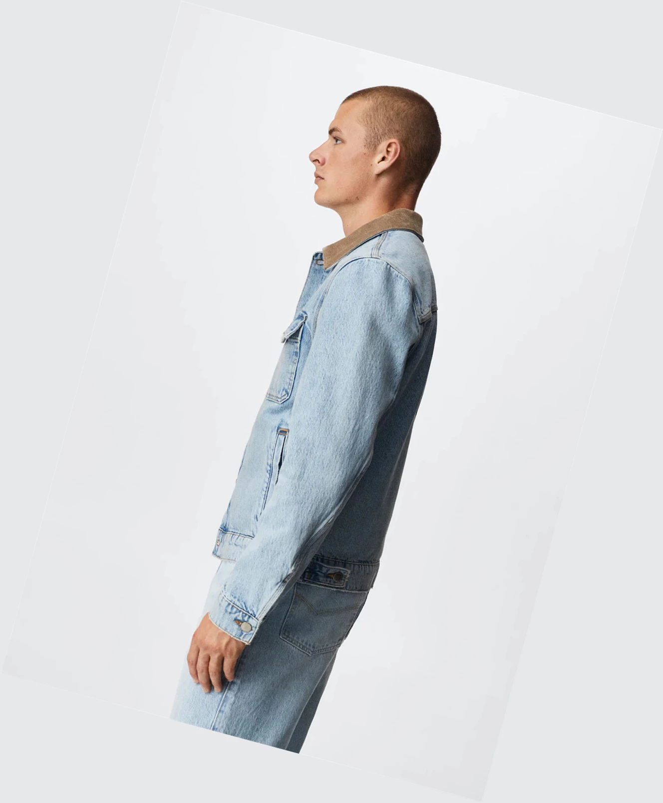 Bundy Mango Corduroy Collar Denim Panske Svetlo Modre | SK860757