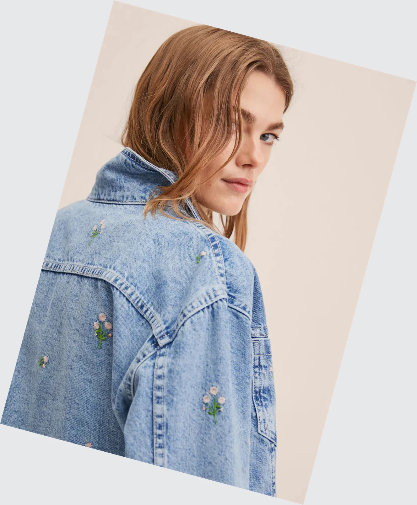 Bundy Mango Embroidered Denim Damske Modre | SK860791