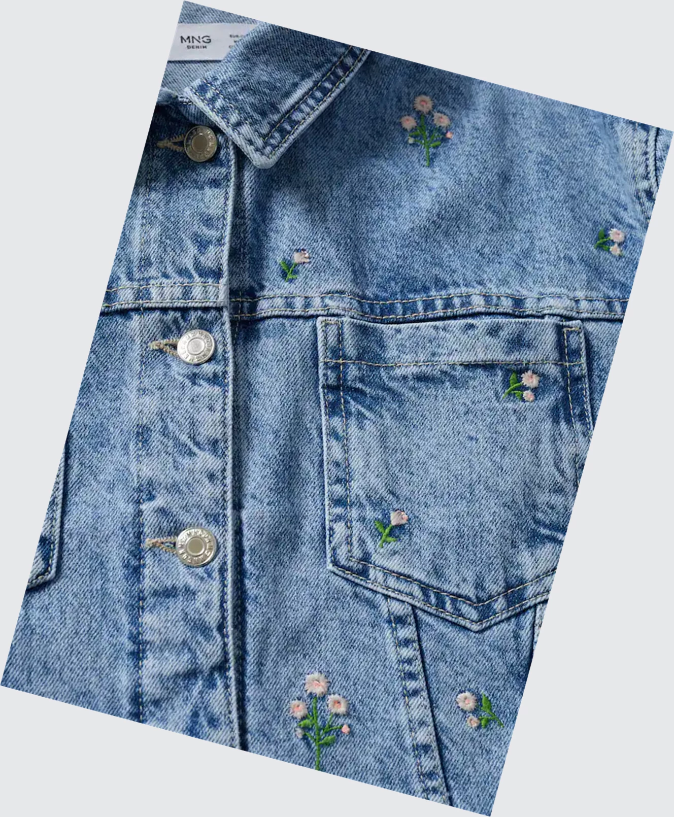 Bundy Mango Embroidered Denim Damske Modre | SK860791