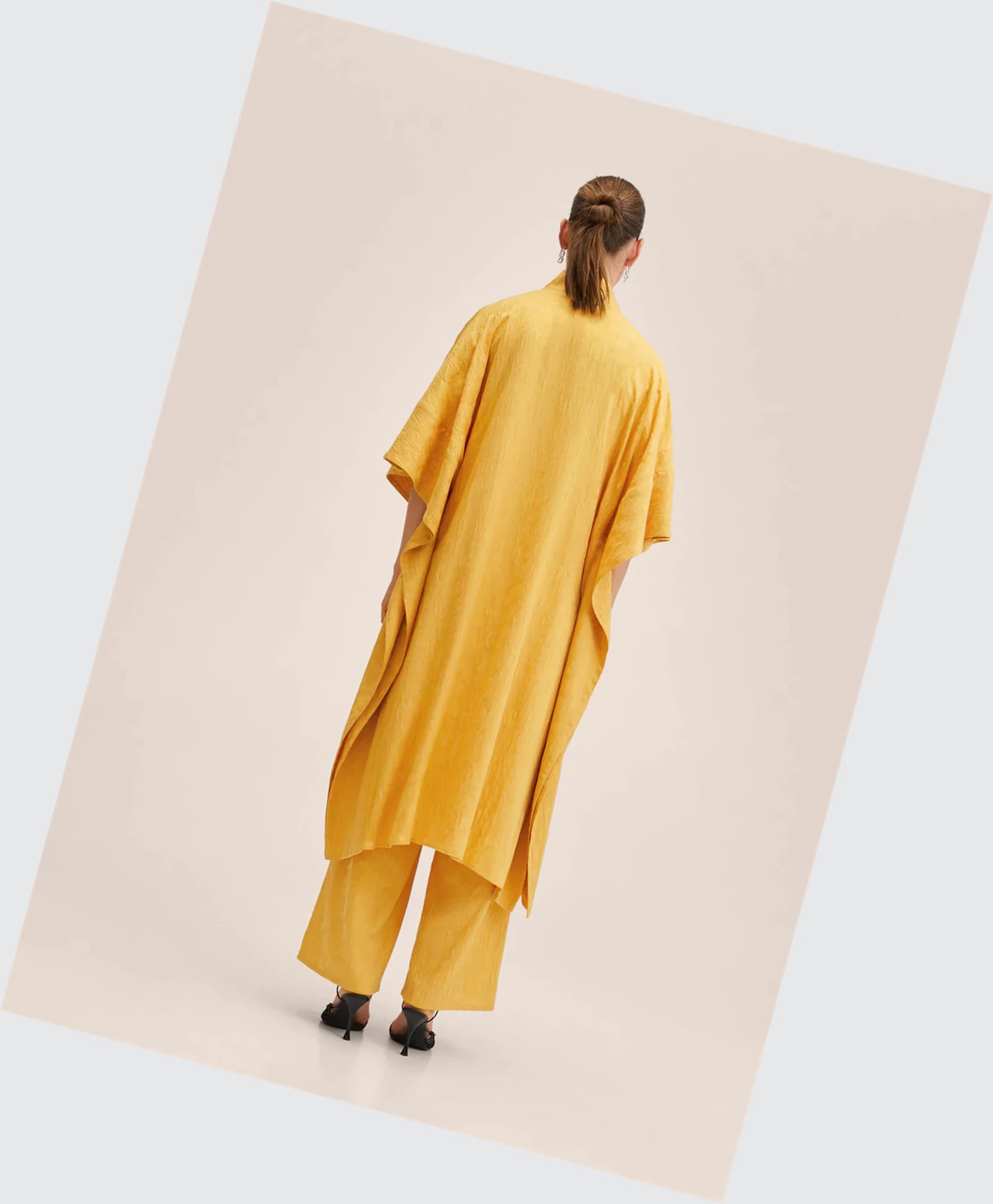 Caftan Mango Fluid Oversized Damske Horčica Biela | SK860124