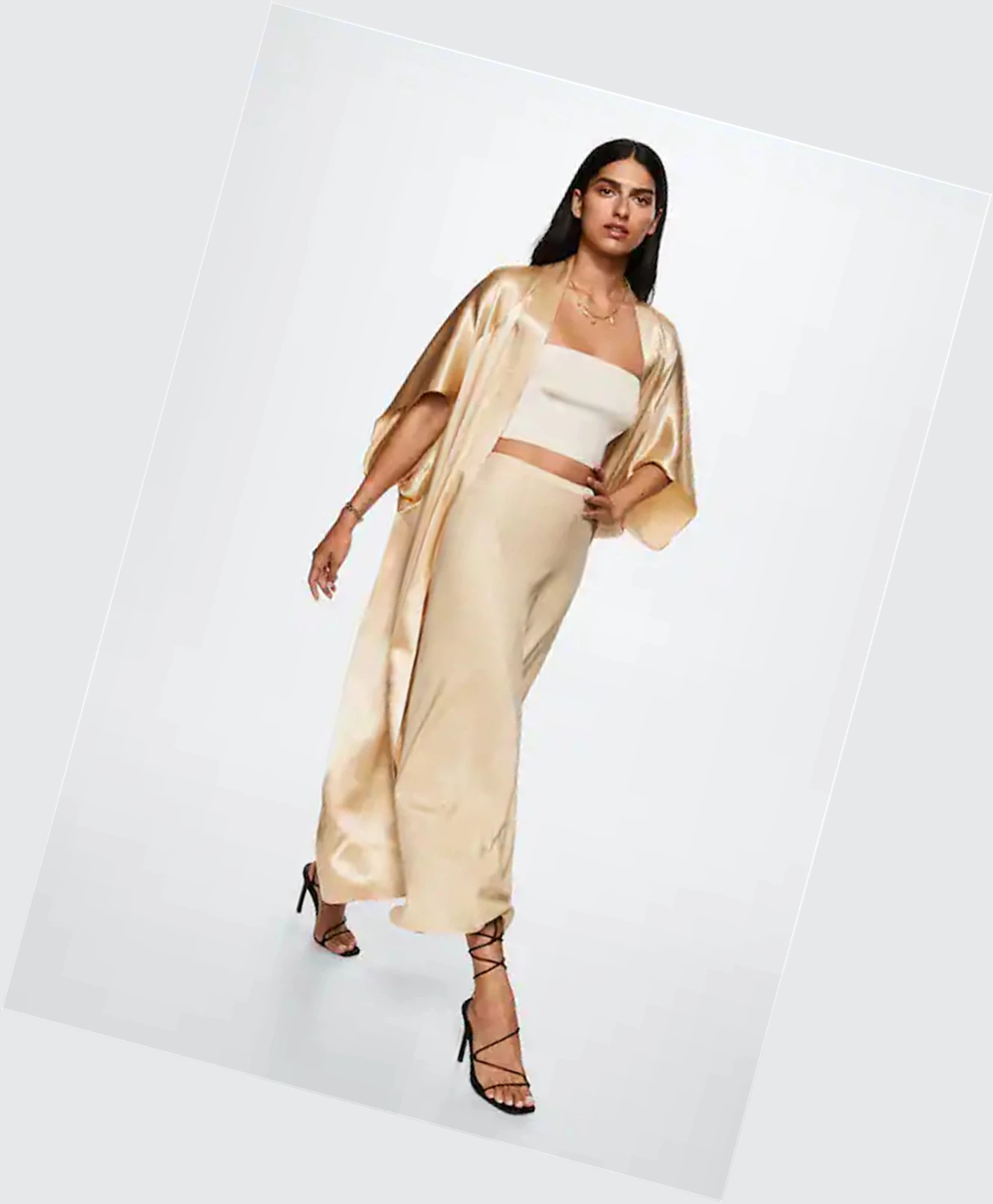 Caftan Mango Satin Damske Béžové | SK860123