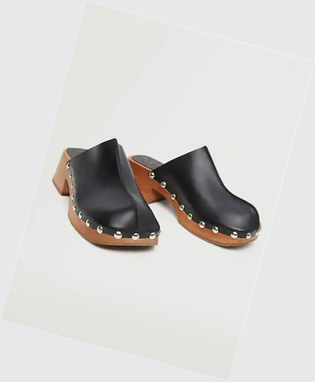 Clogsy Mango Studded Kozene Damske Čierne | SK859739