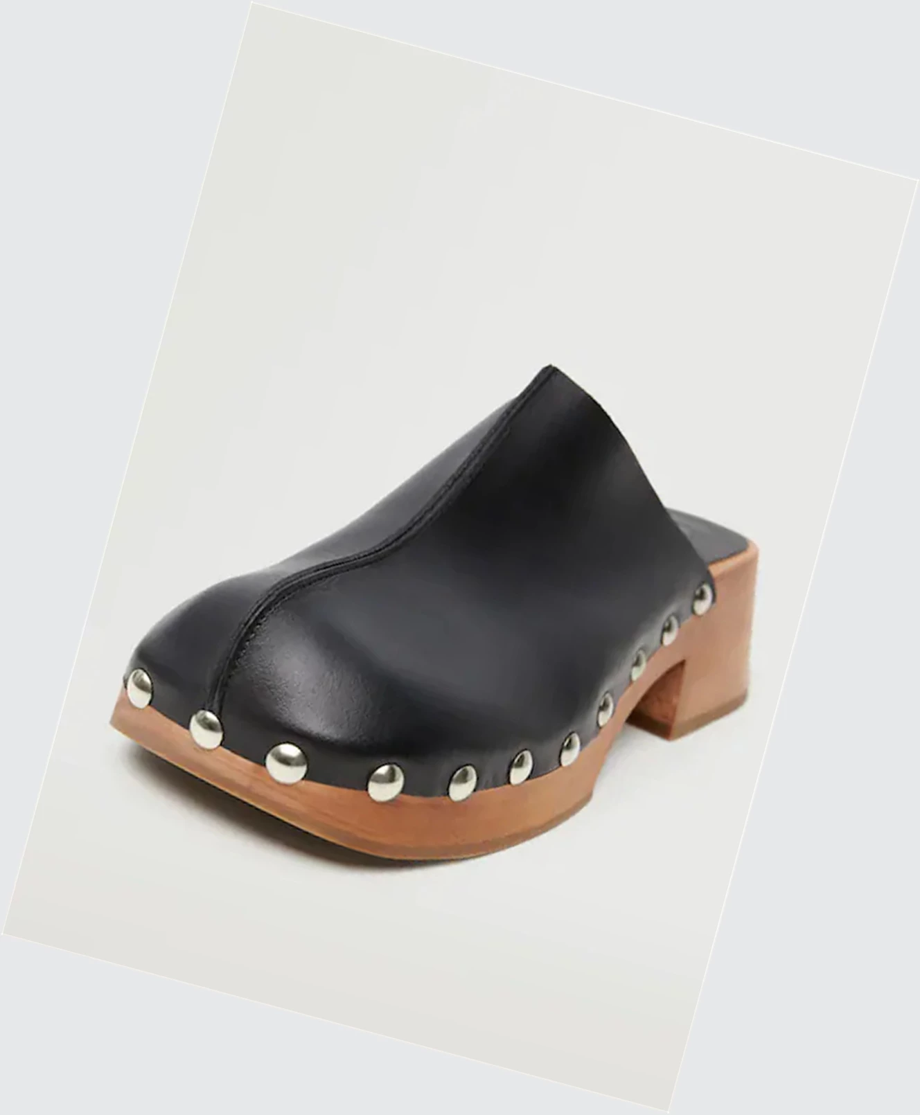 Clogsy Mango Studded Kozene Damske Čierne | SK859739