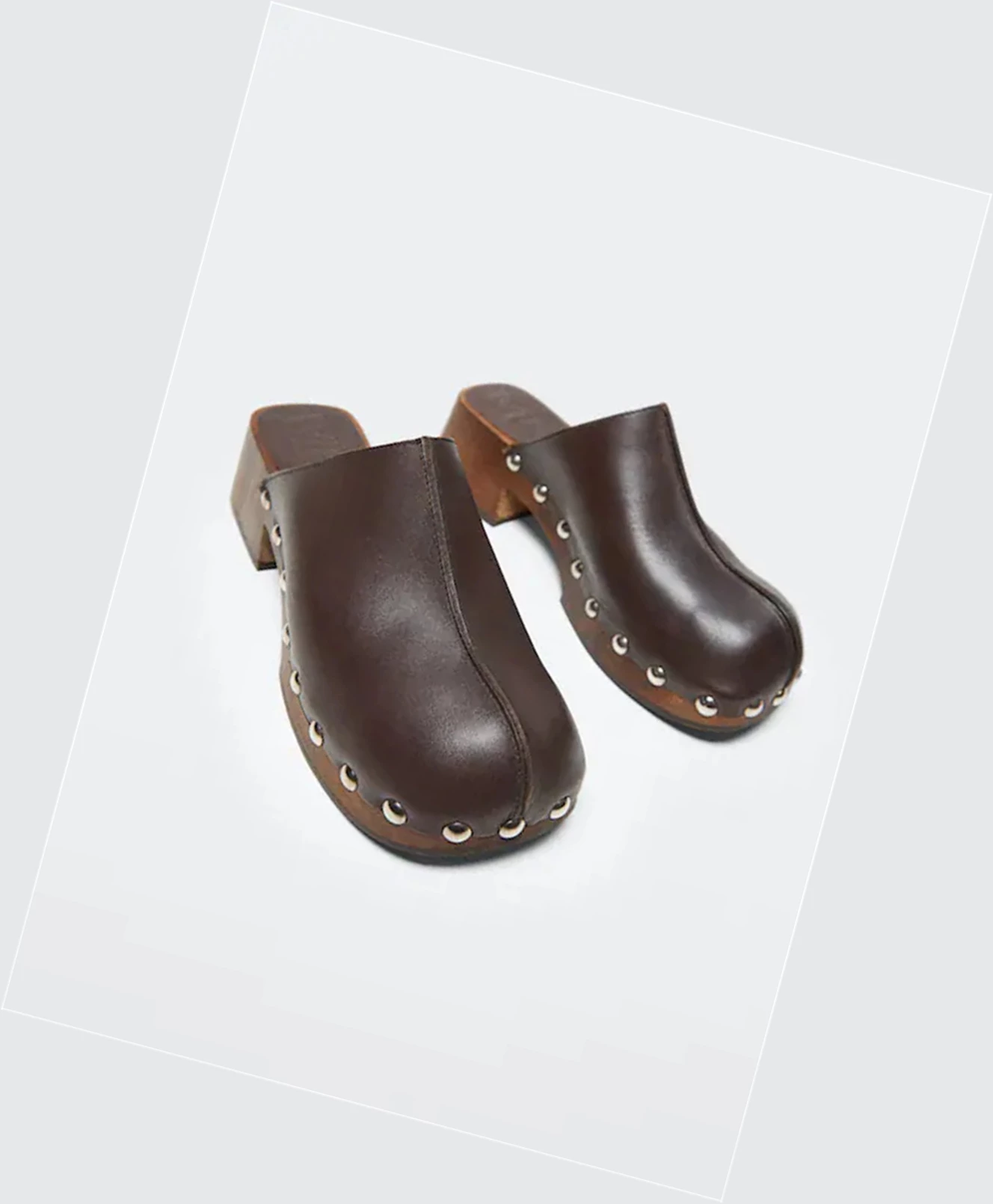 Clogsy Mango Studded Kozene Damske Čokoláda | SK859740