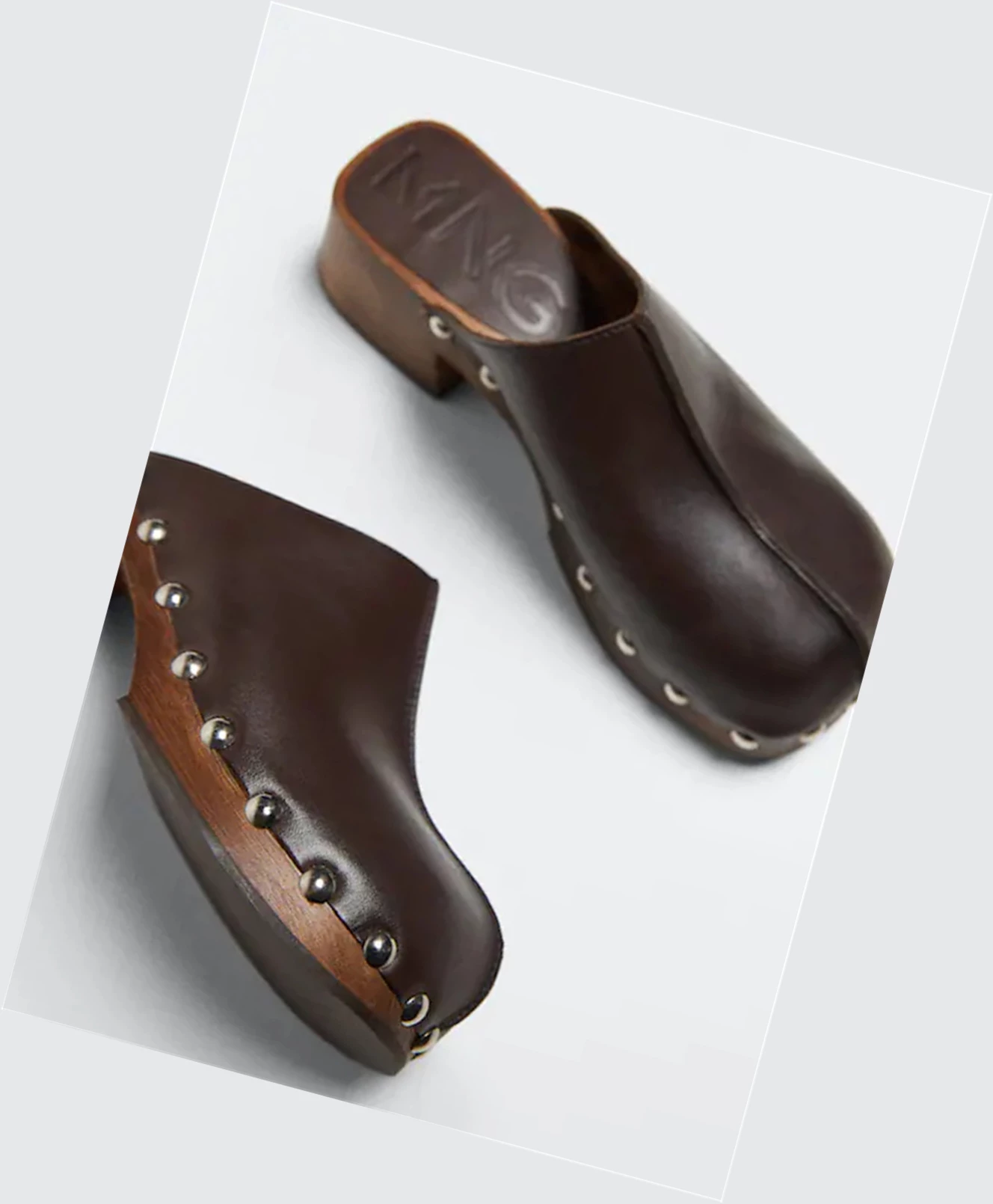 Clogsy Mango Studded Kozene Damske Čokoláda | SK859740