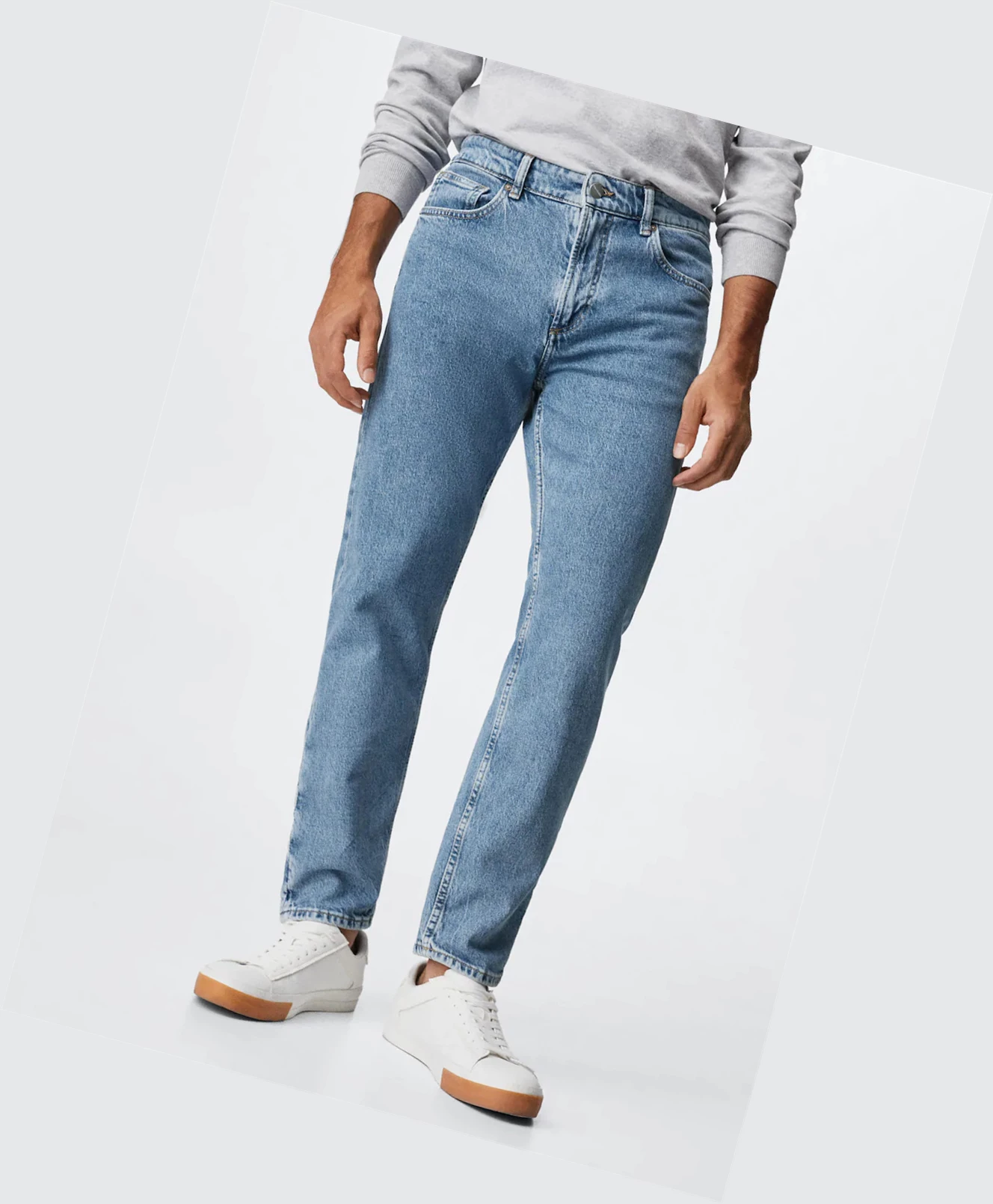 Džínsy Mango Ben Tapered Cropped Panske Modre | SK860964