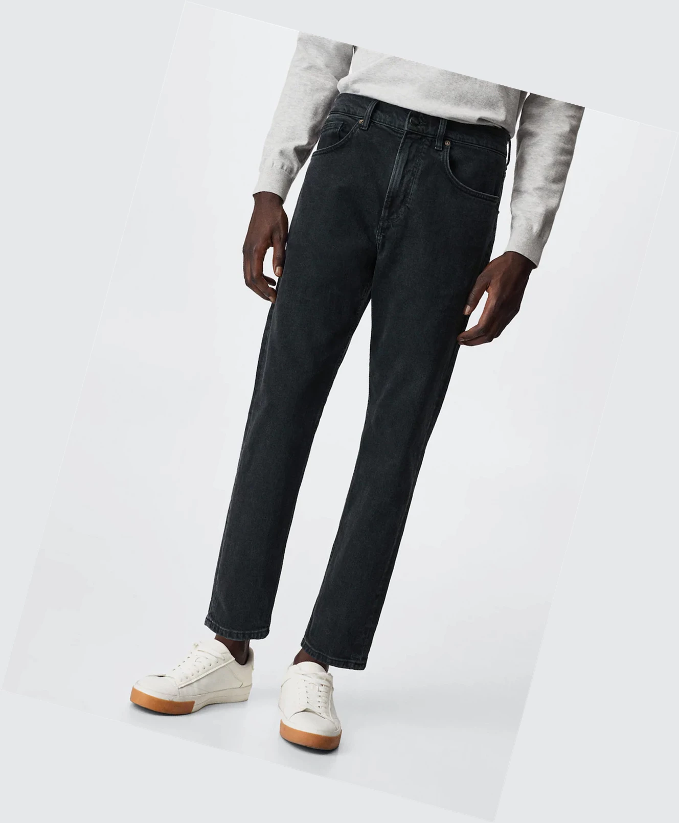 Džínsy Mango Ben Tapered Cropped Panske Čierne | SK860972