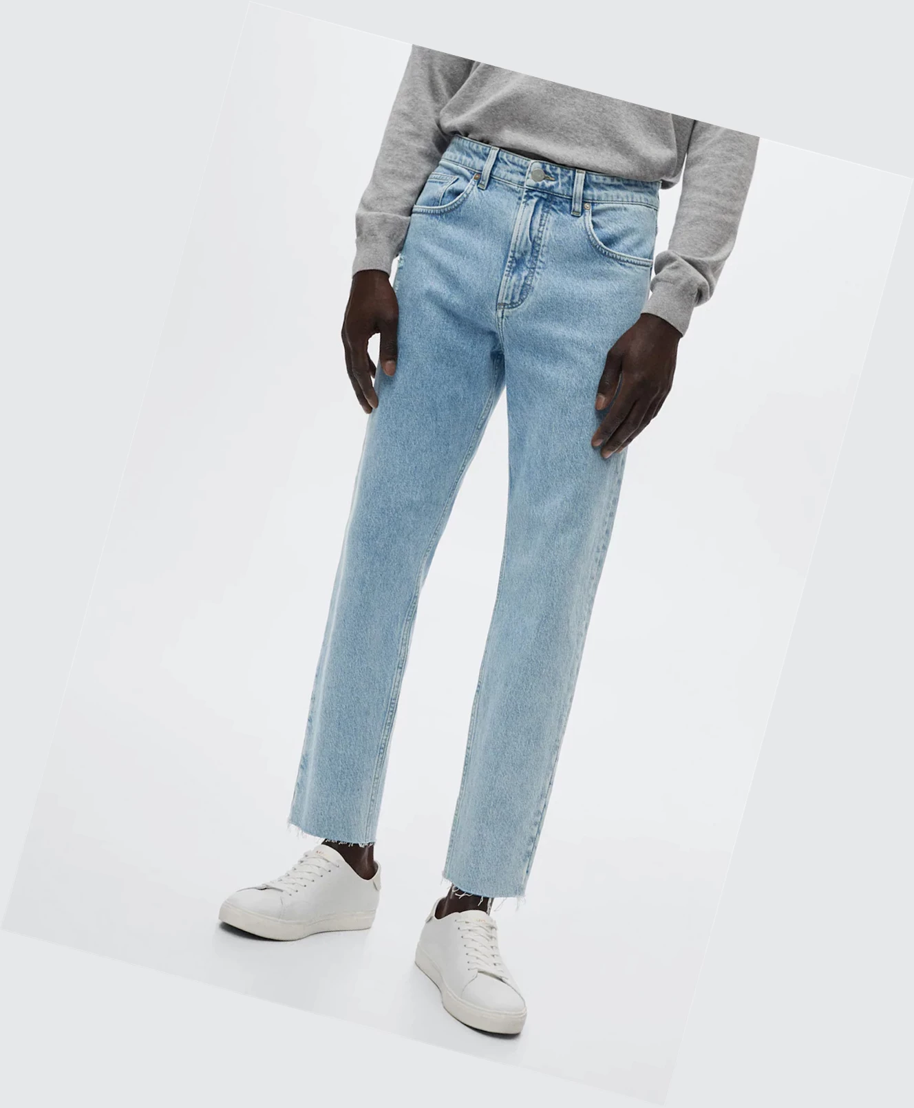 Džínsy Mango Ben Tapered Cropped Panske Svetlo Modre | SK860973