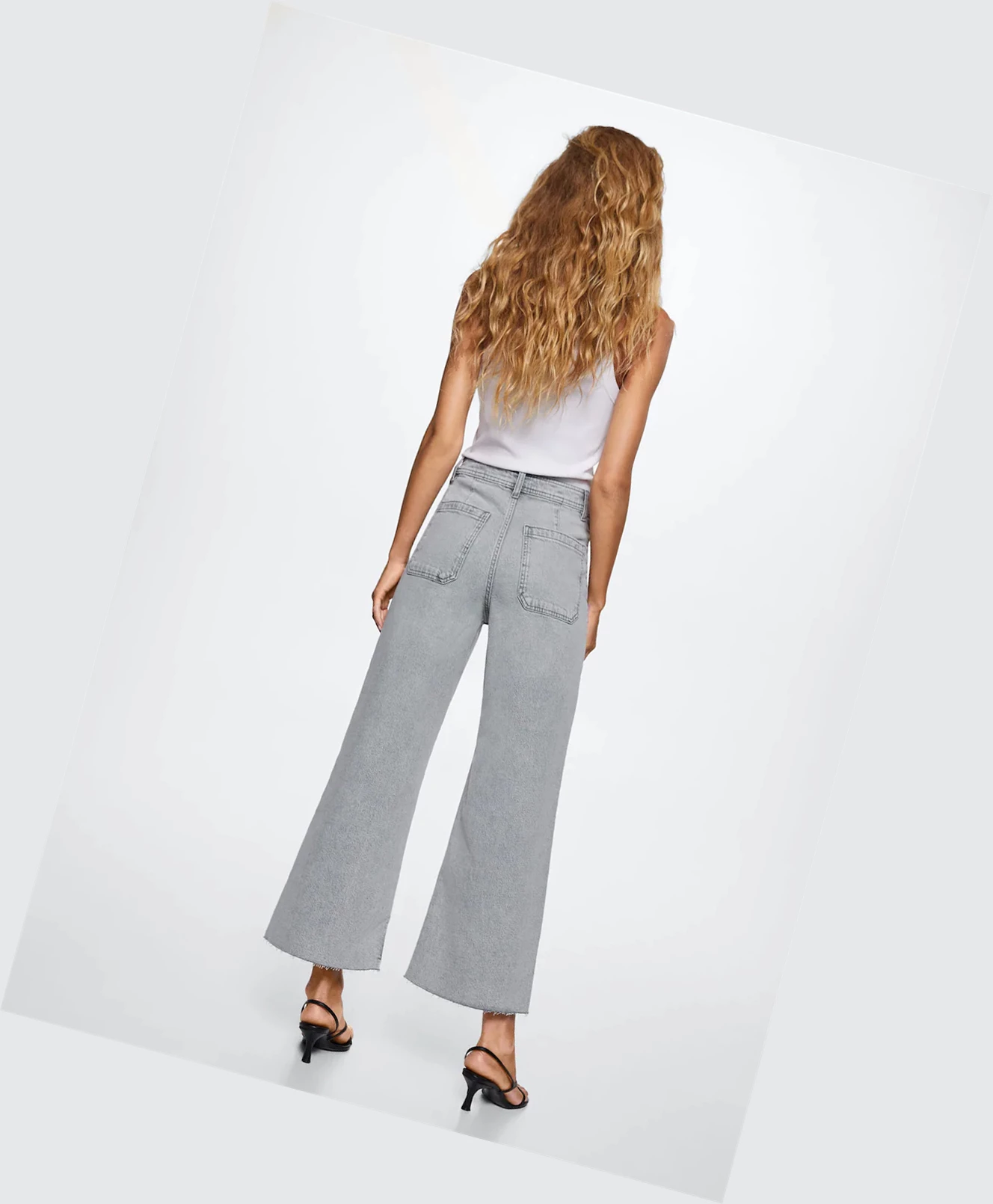 Džínsy Mango Culotte High Pásom Damske Svetlo Siva | SK860947