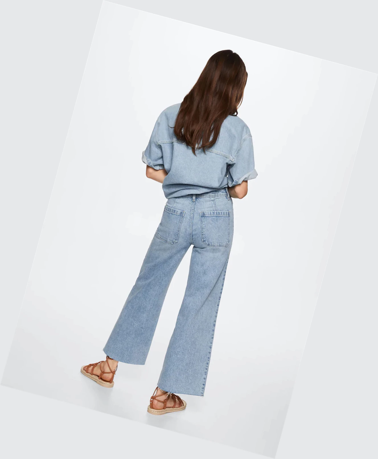 Džínsy Mango Culotte High Pásom Damske Svetlo Modre | SK861038