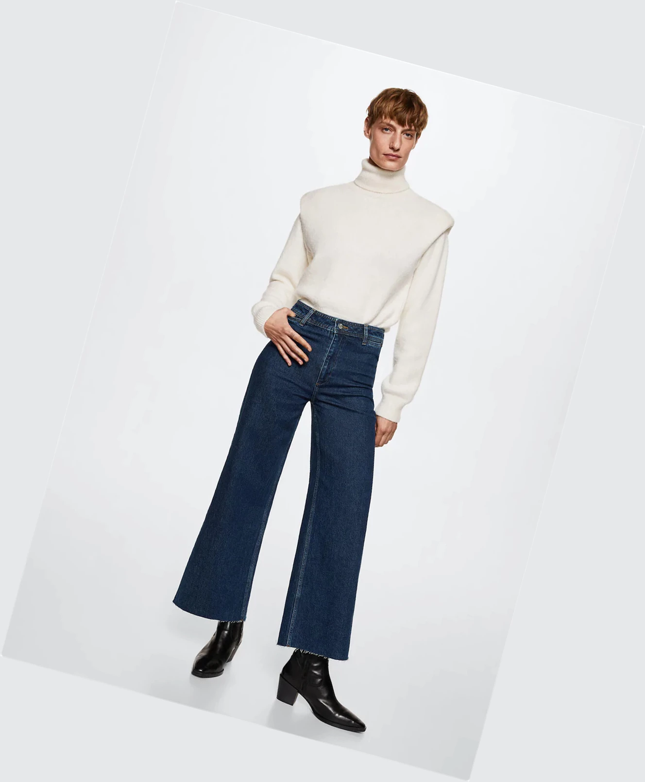 Džínsy Mango Culotte High Pásom Damske Tmavo Modre | SK860902