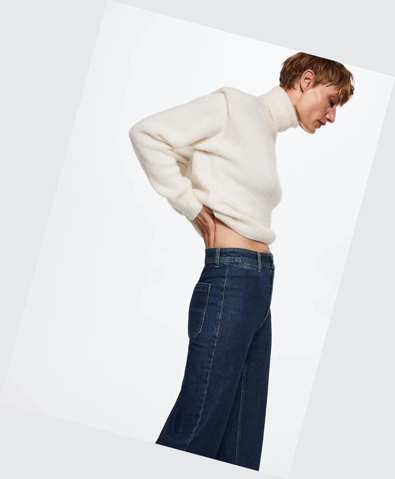 Džínsy Mango Culotte High Pásom Damske Tmavo Modre | SK860902