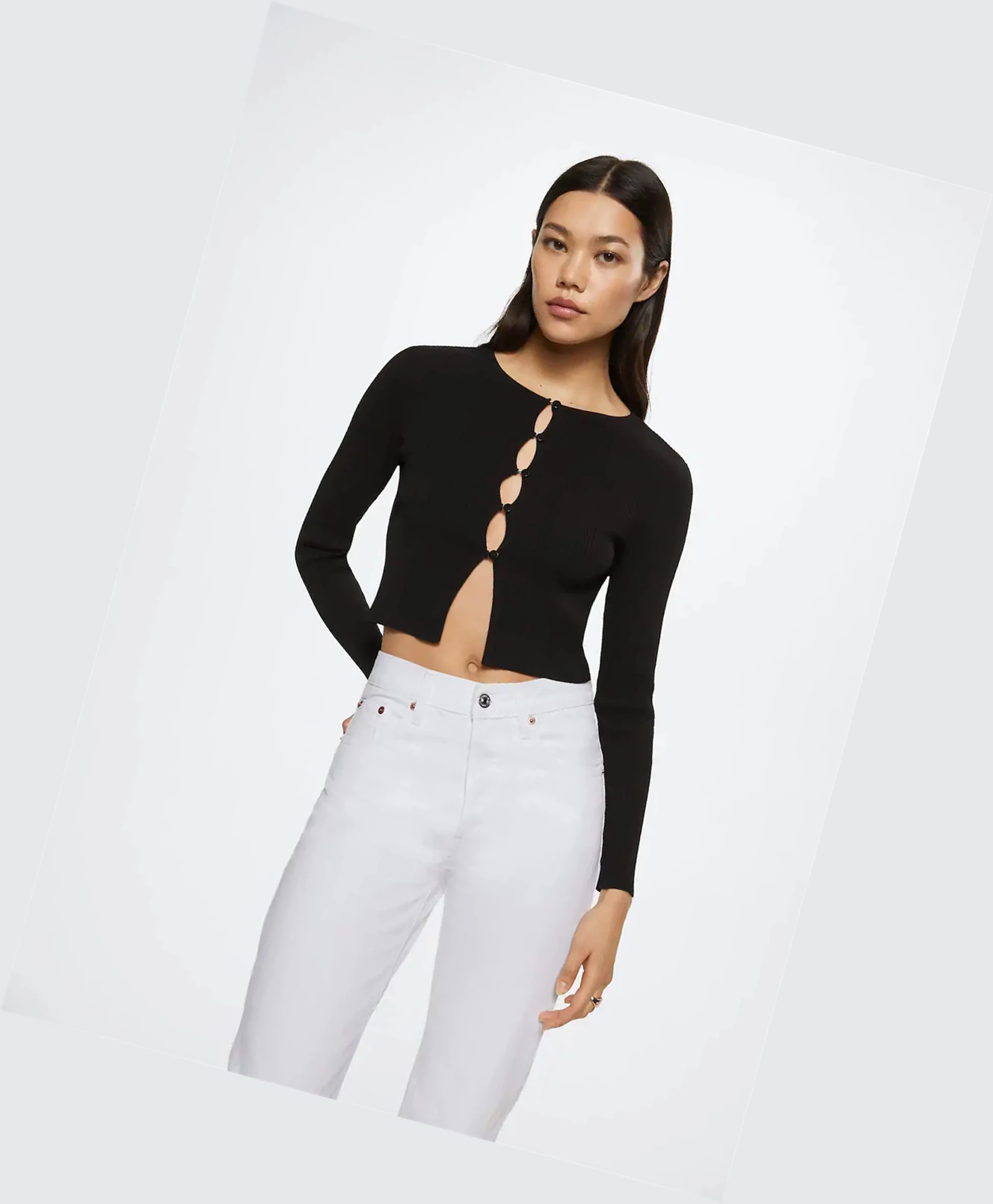 Džínsy Mango High-waist Cropped Rovno Damske Biele | SK860893