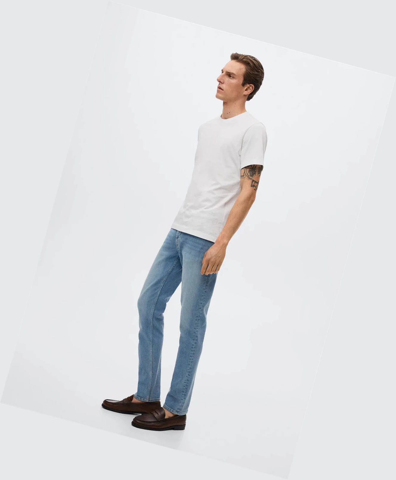 Džínsy Mango Jan Slim Fit Panske Svetlo Modre | SK860992