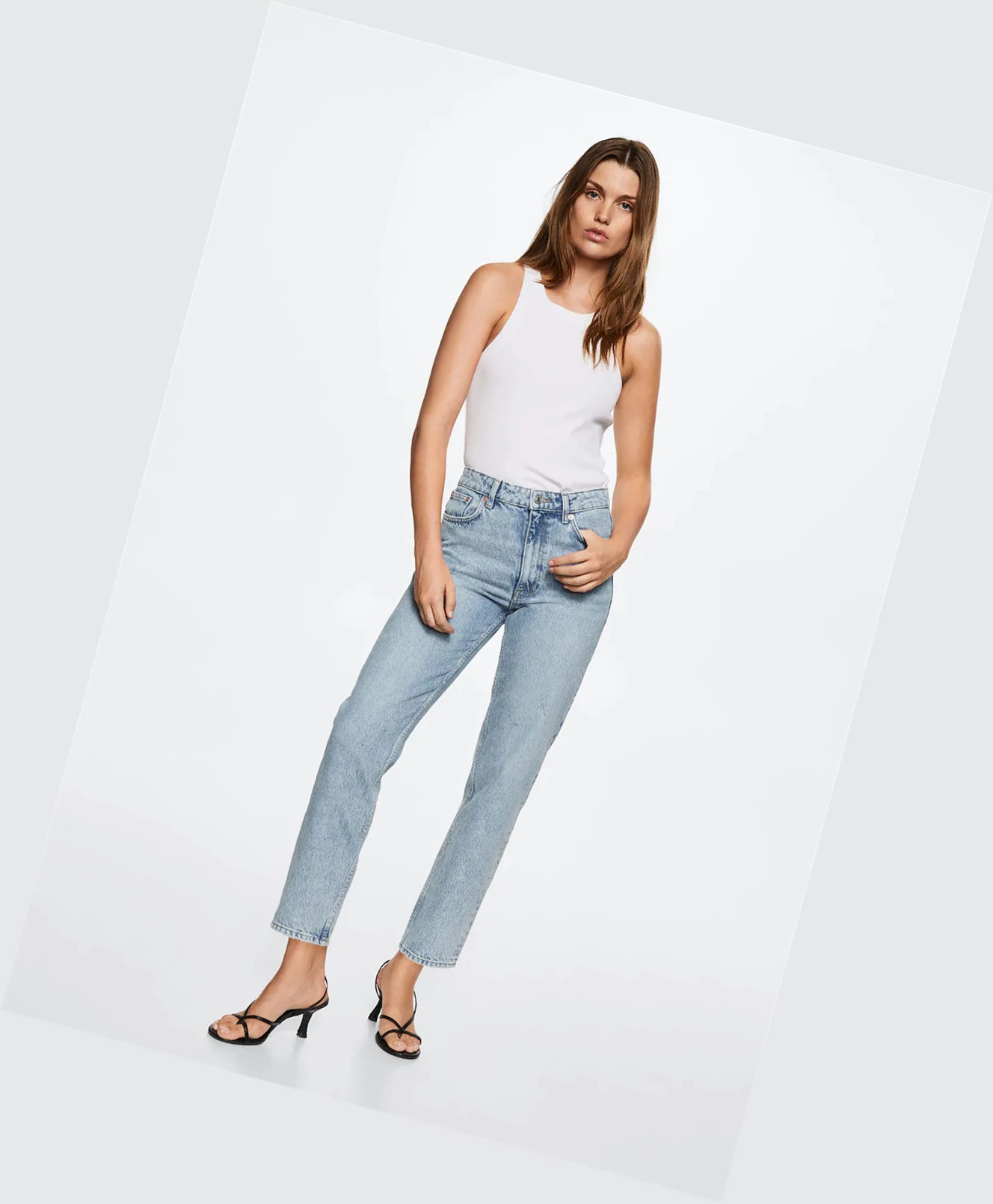 Džínsy Mango Mom High-waist Damske Modre | SK860962