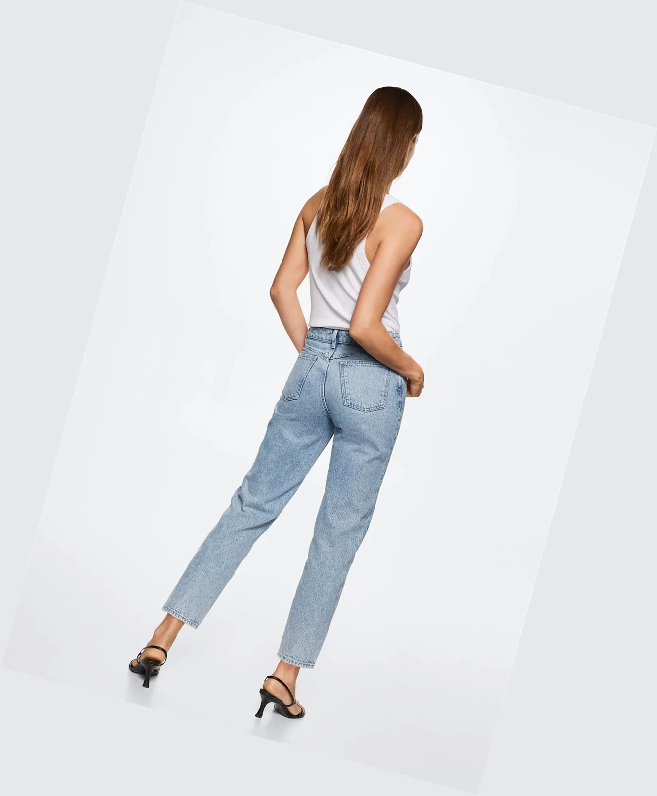 Džínsy Mango Mom High-waist Damske Modre | SK860962