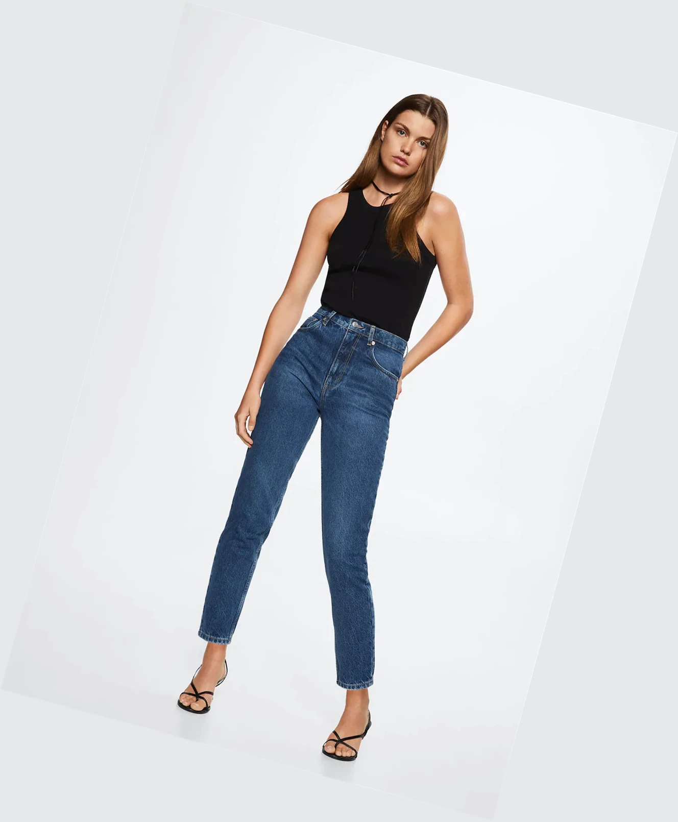 Džínsy Mango Mom High-waist Damske Tmavo Modre | SK860944