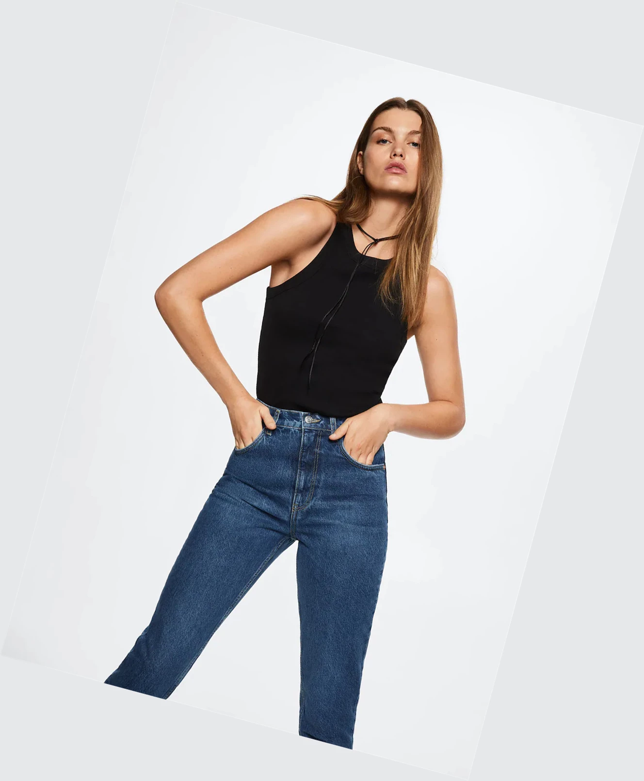 Džínsy Mango Mom High-waist Damske Tmavo Modre | SK860944