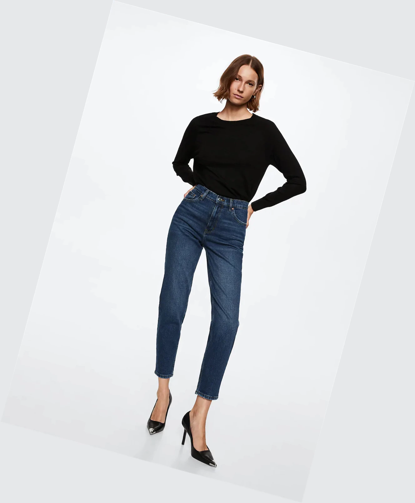 Džínsy Mango Mom High-waist Damske Tmavo Modre | SK861008