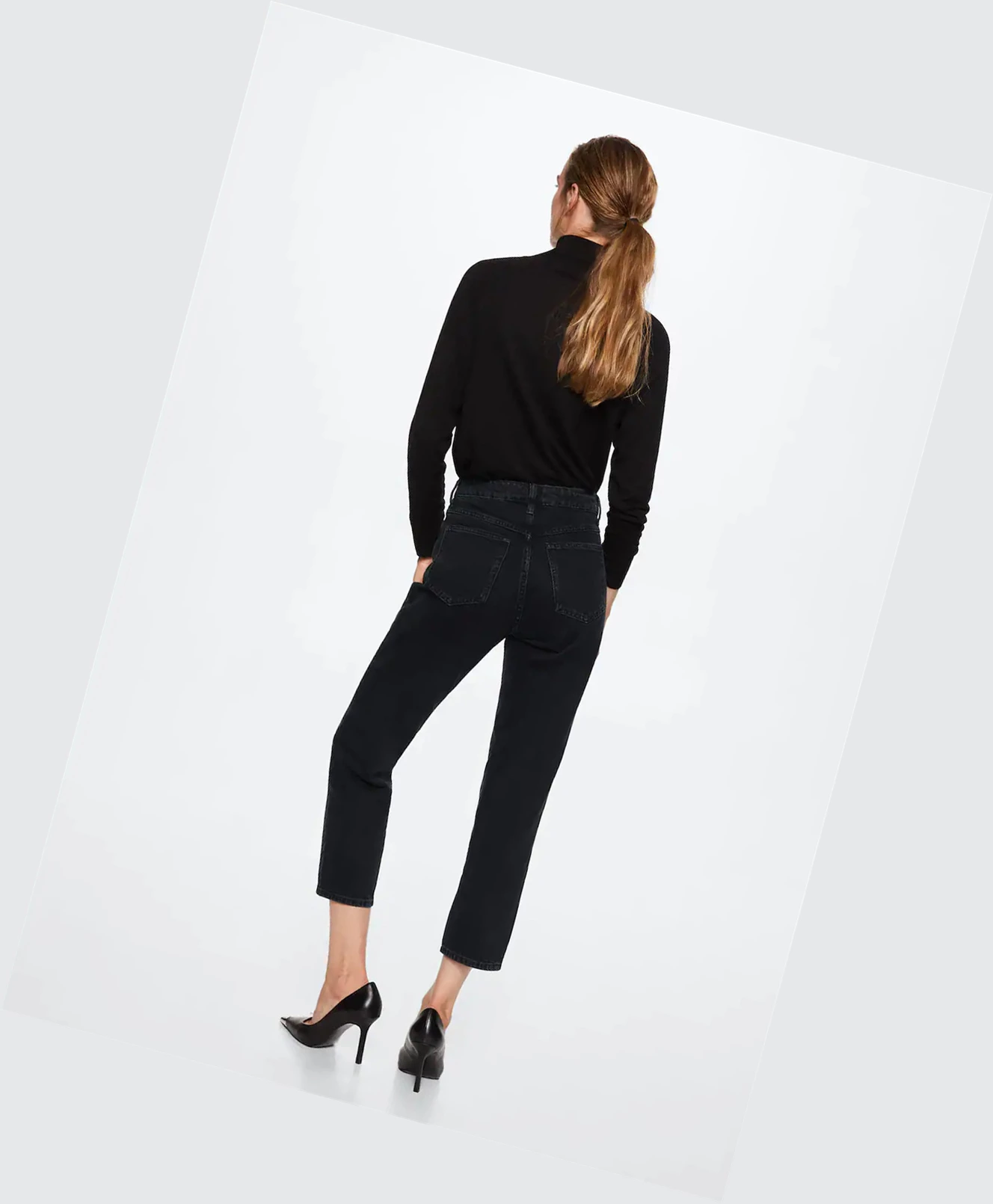 Džínsy Mango Mom High-waist Damske Čierne | SK860900