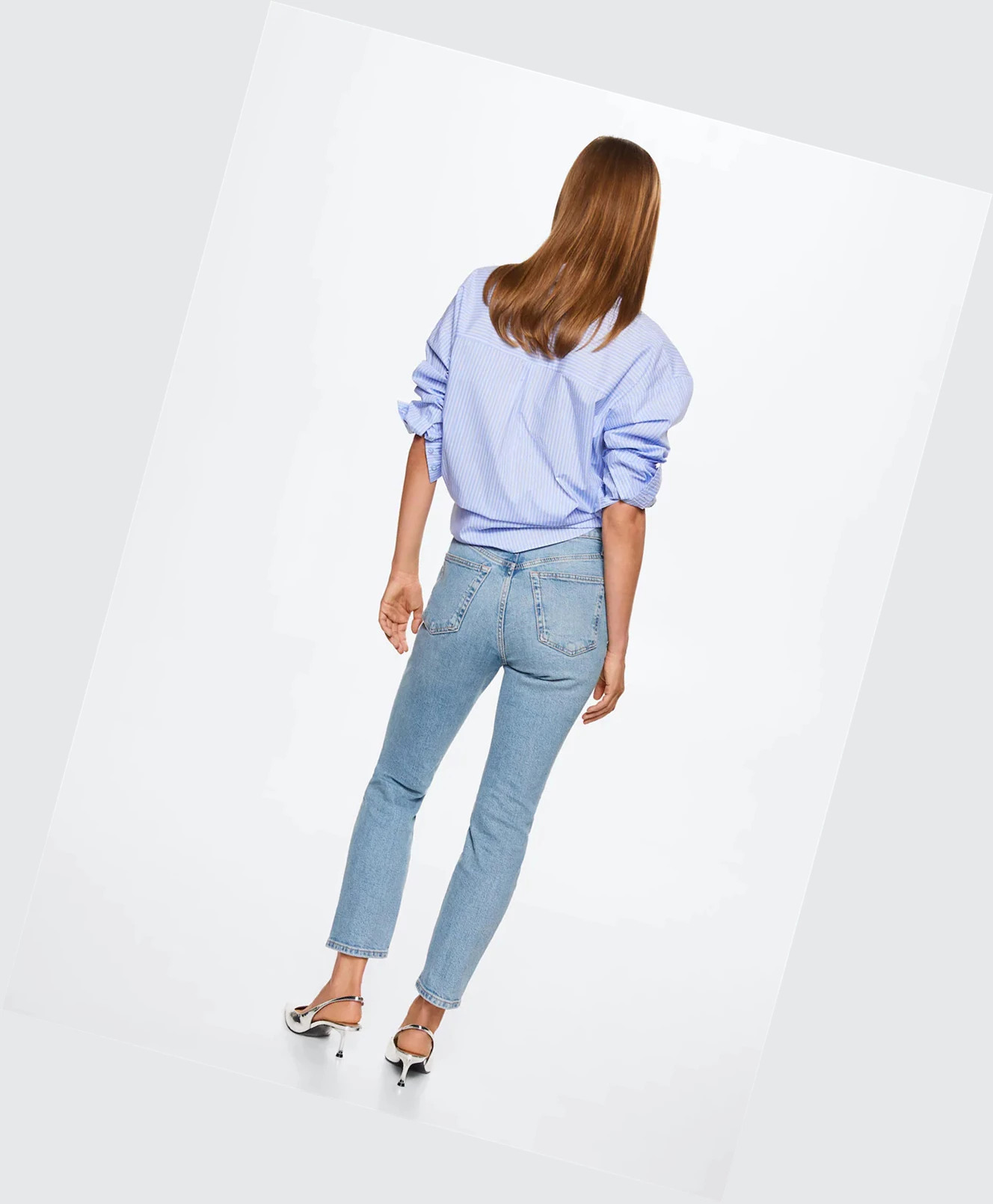 Džínsy Mango Slim Cropped Damske Modre | SK860982