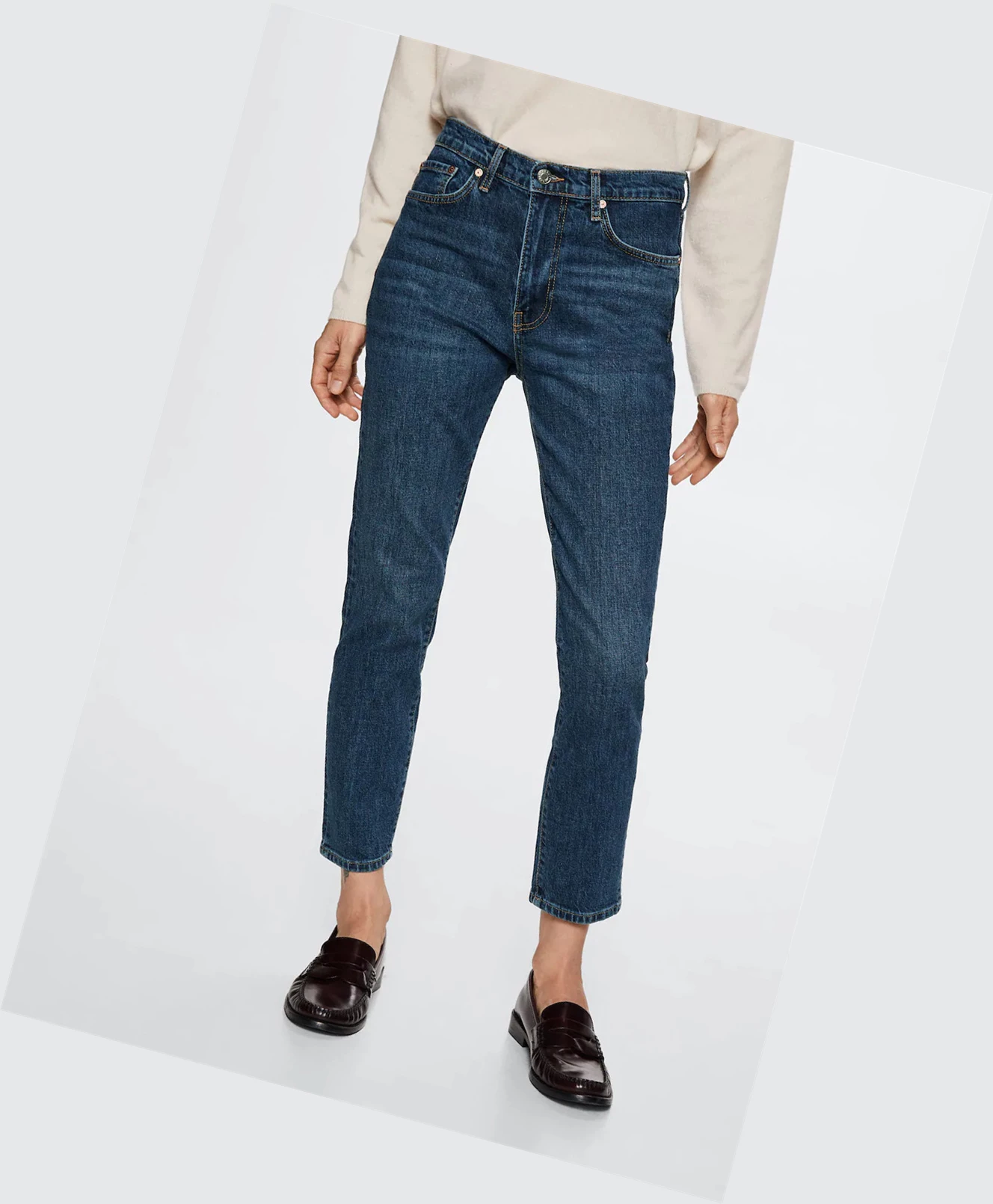 Džínsy Mango Slim Cropped Damske Tmavo Modre | SK860952