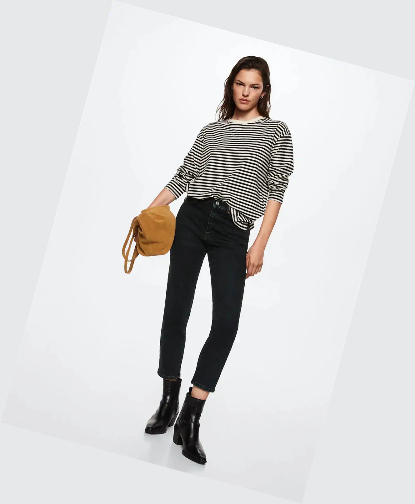 Džínsy Mango Slim Cropped Damske Čierne | SK860886