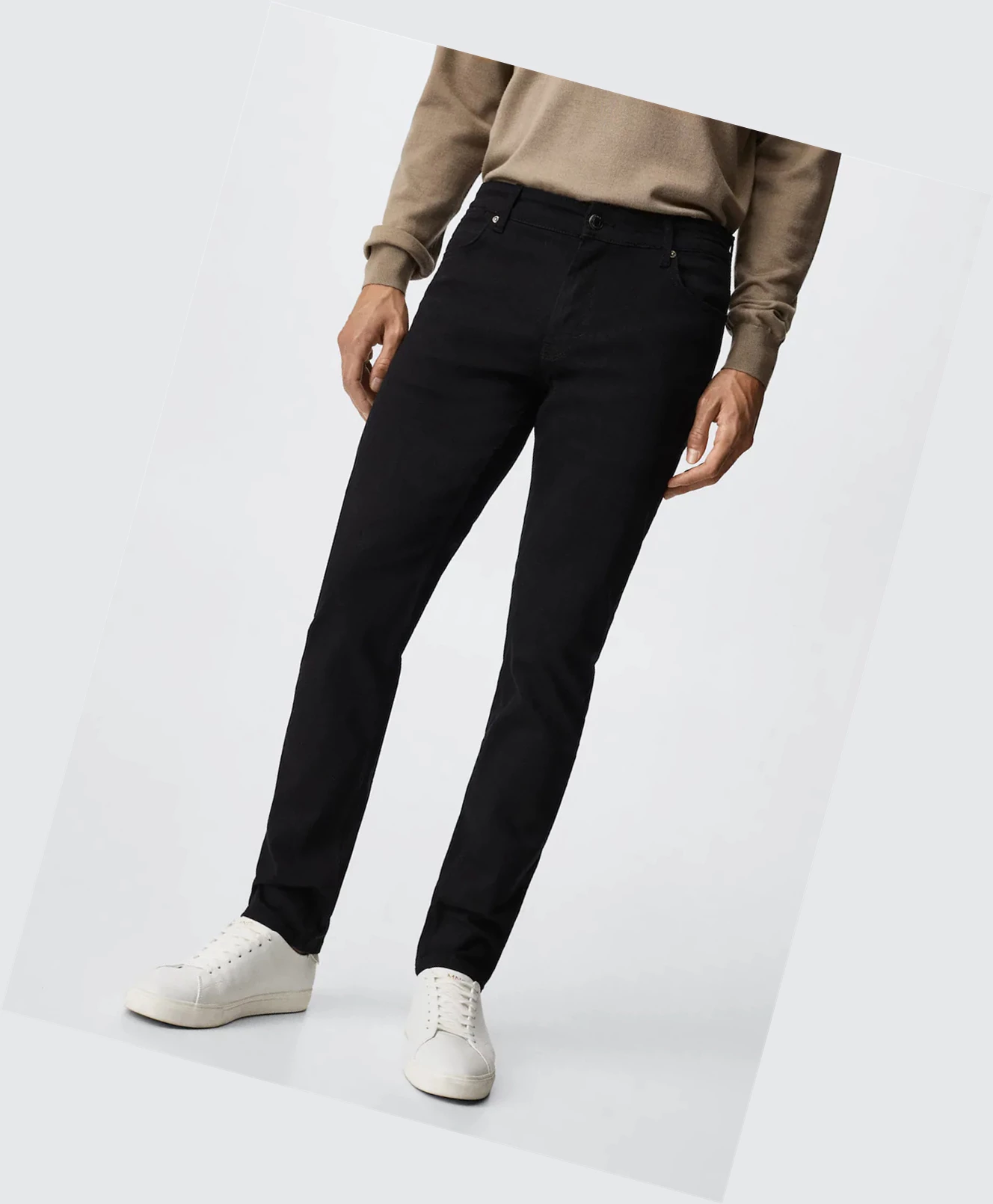 Džínsy Mango Slim Fit Ultra Soft Touch Patrick Panske Čierne | SK860965