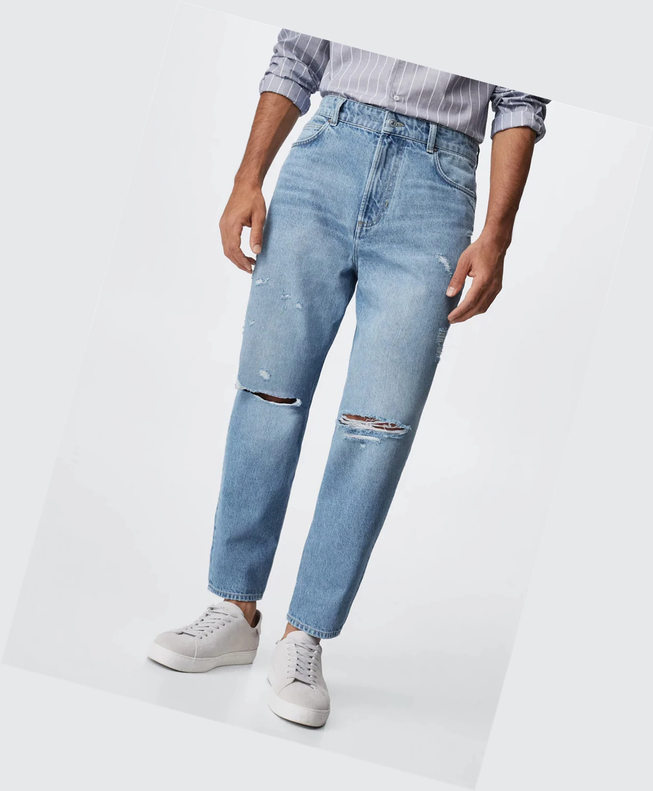 Džínsy Mango Tapered Loose Cropped Panske Svetlo Modre | SK860901