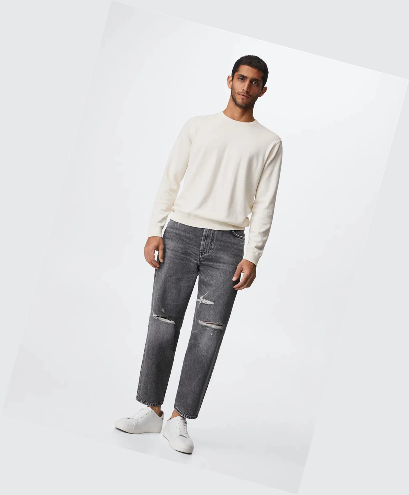 Džínsy Mango Tapered Loose Cropped Panske Siva | SK861018