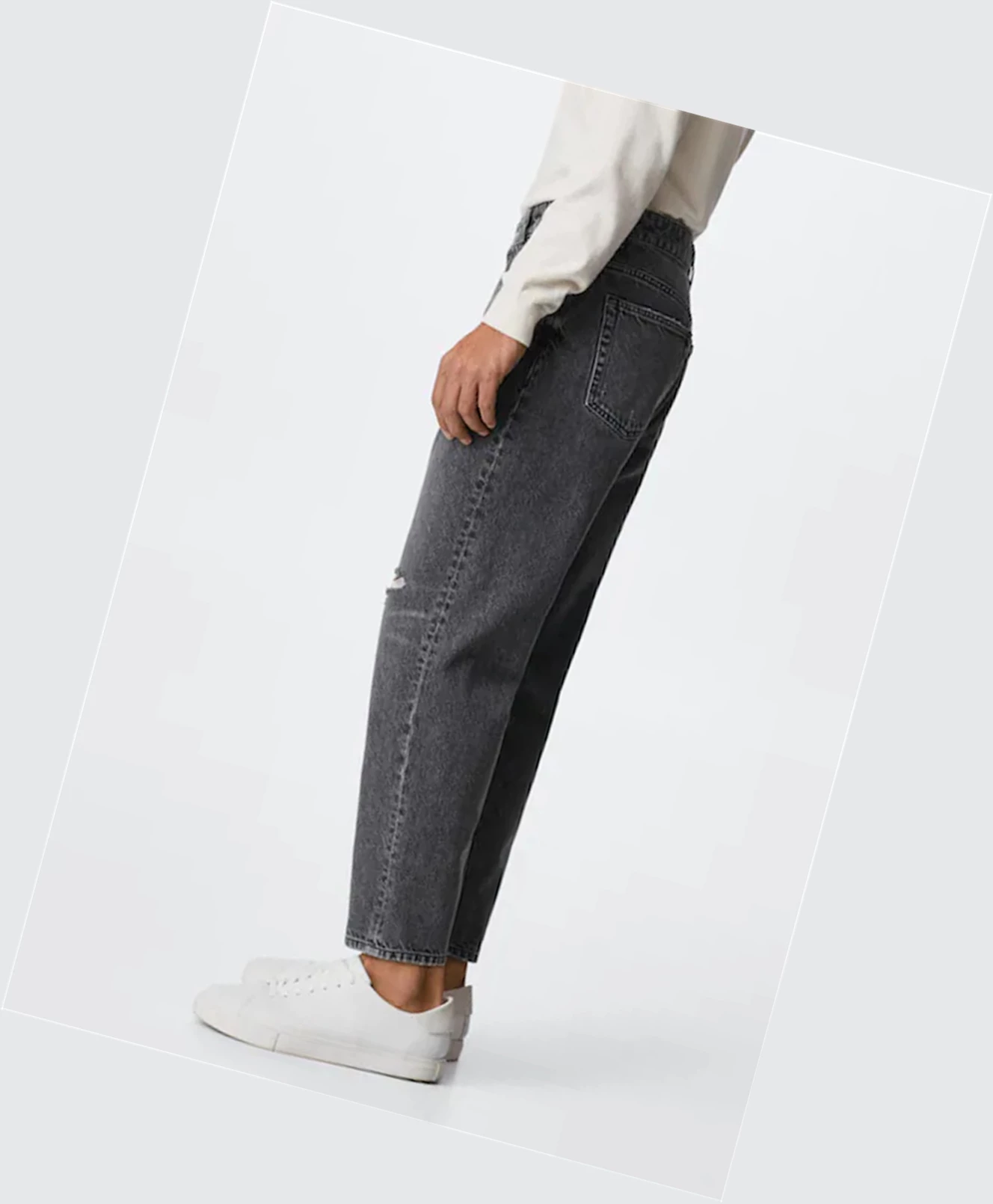 Džínsy Mango Tapered Loose Cropped Panske Siva | SK861018