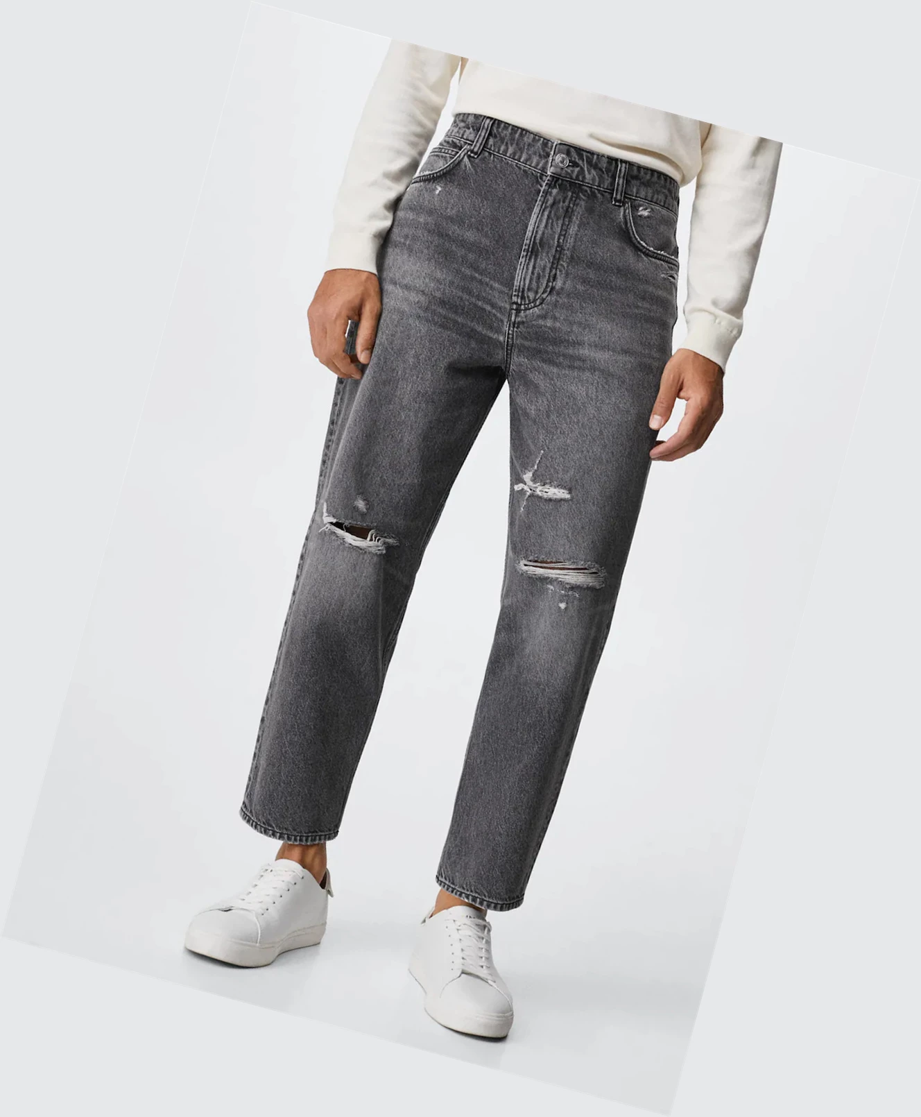 Džínsy Mango Tapered Loose Cropped Panske Siva | SK861018