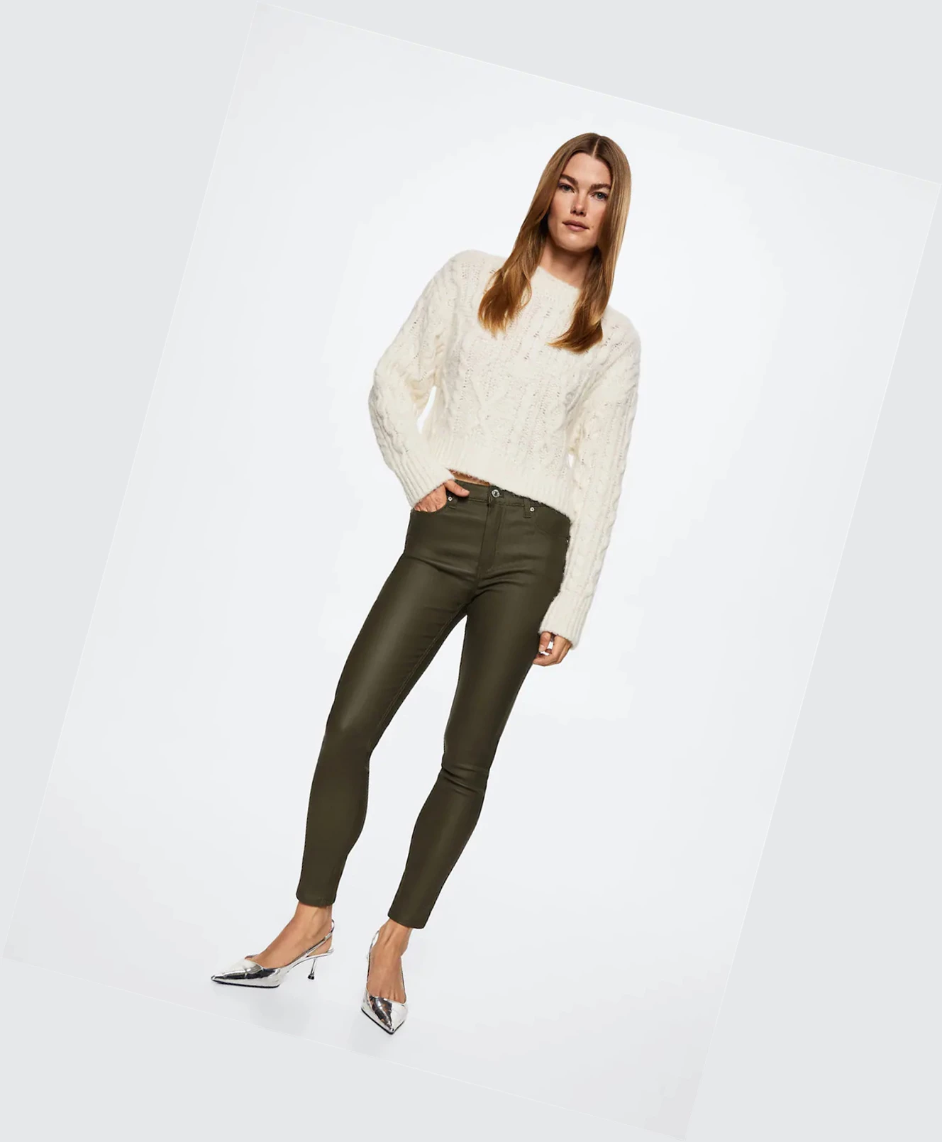 Džínsy Mango Vychudnutý Cropped Damske Hnedožltý | SK860905