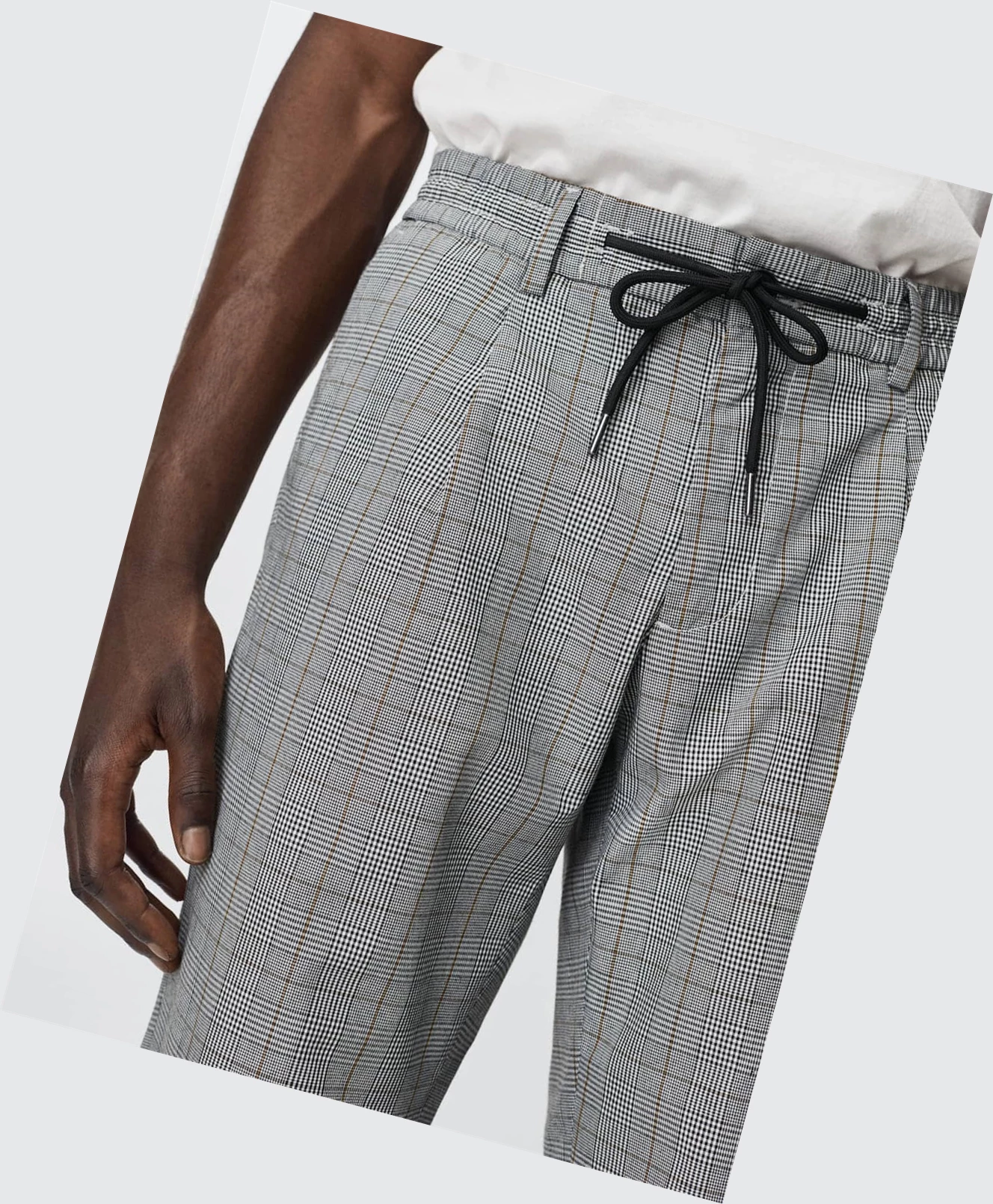 Jogger Nohavice Mango Checked Panske Siva | SK861067