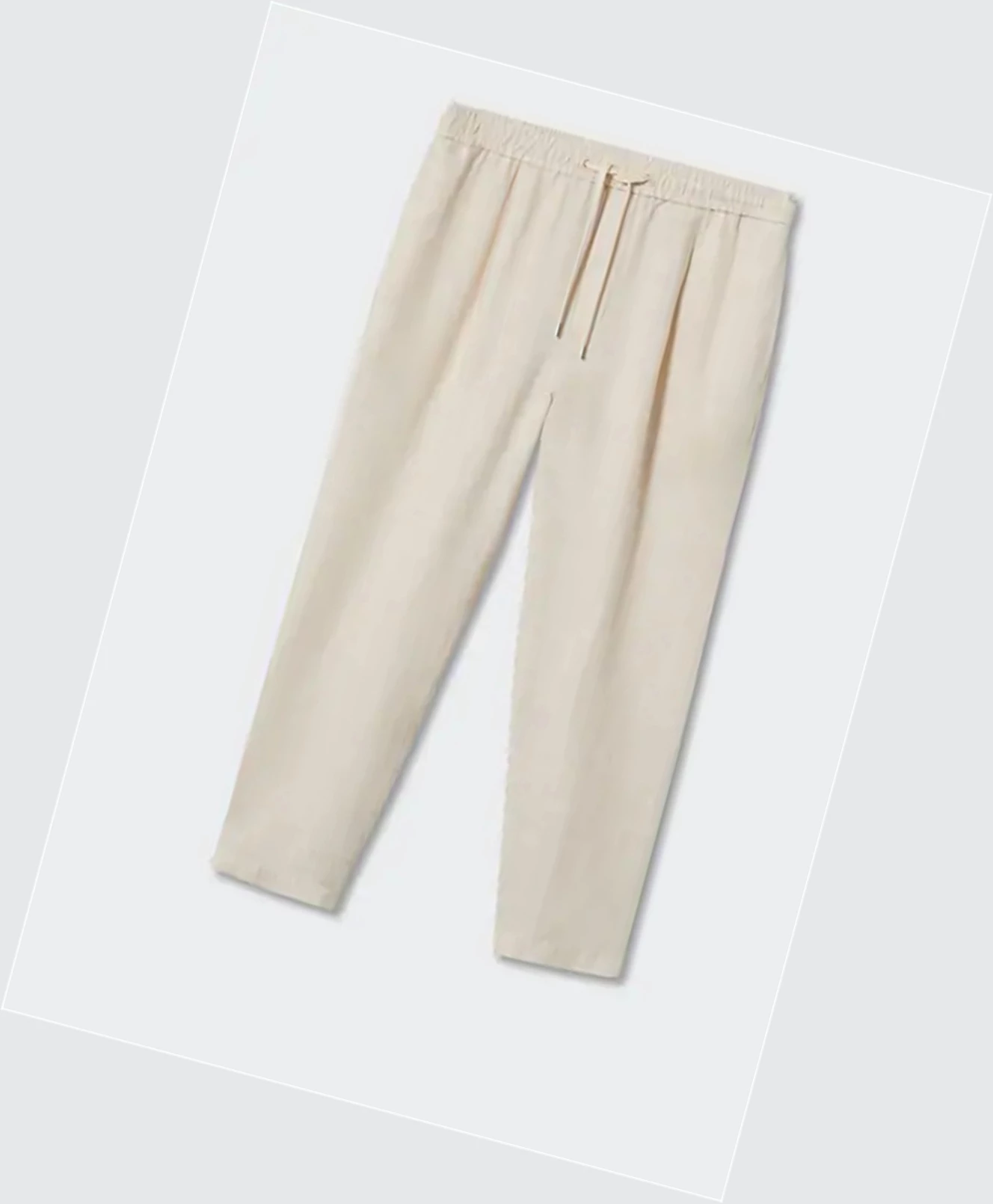 Jogger Nohavice Mango Plisované Linen Panske Ecru | SK861072