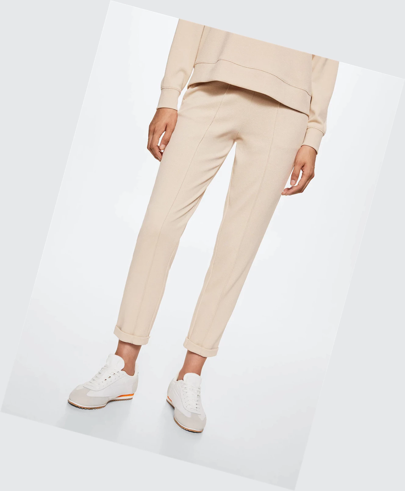 Jogger Nohavice Mango Seam Detail Damske Sand | SK861063