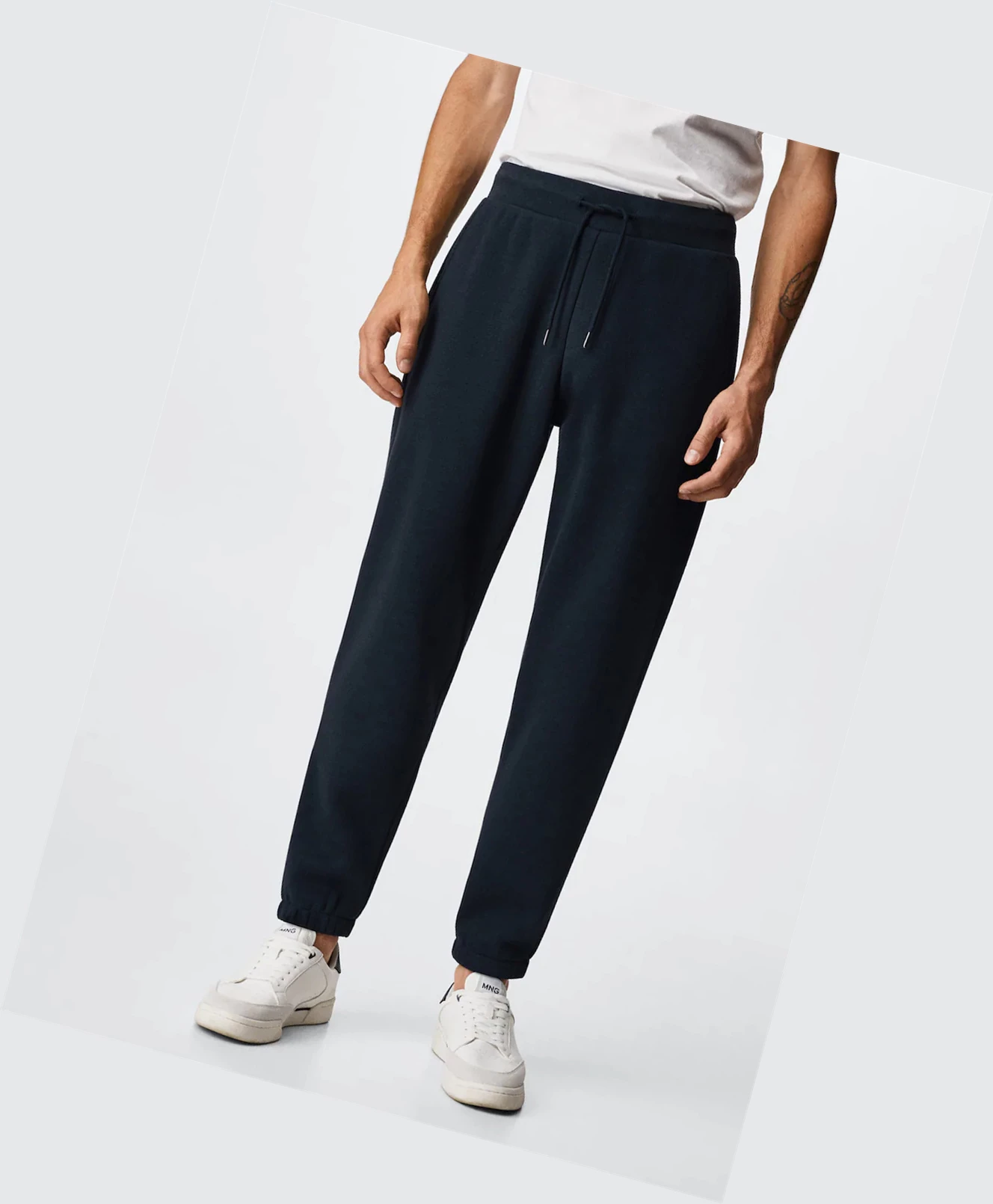 Jogger Nohavice Mango Sustainable Bavlnene Panske Námornícka Modrá | SK861066