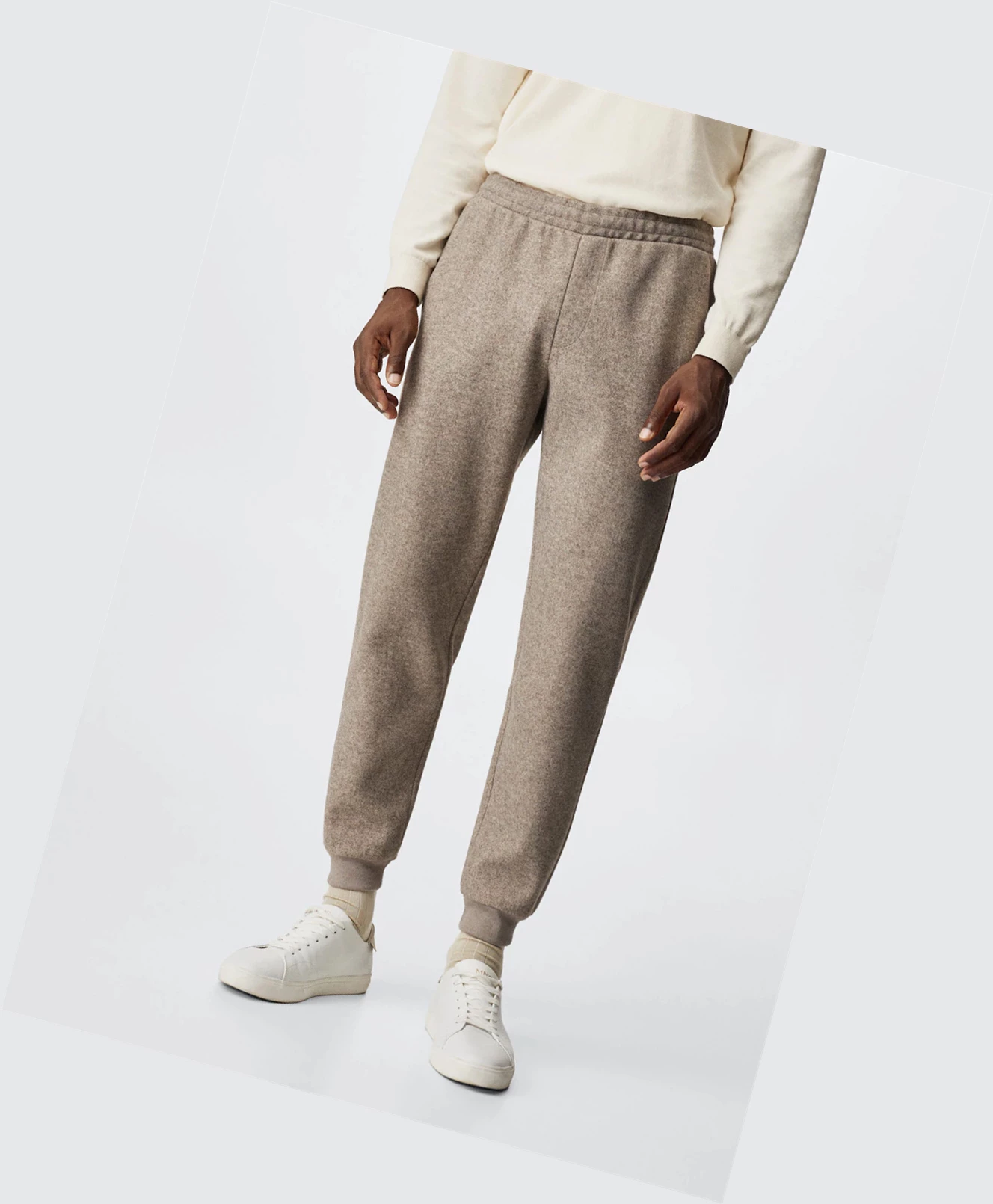 Jogger Nohavice Mango Textured Panske Béžové | SK861055