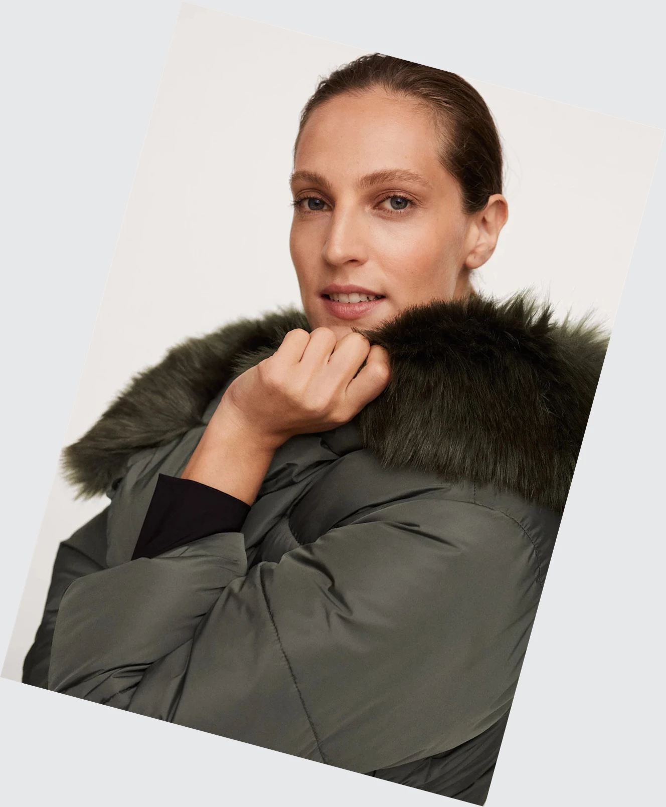 Kabáty Mango Fur Collar Prešívané Damske Hnede | SK860311