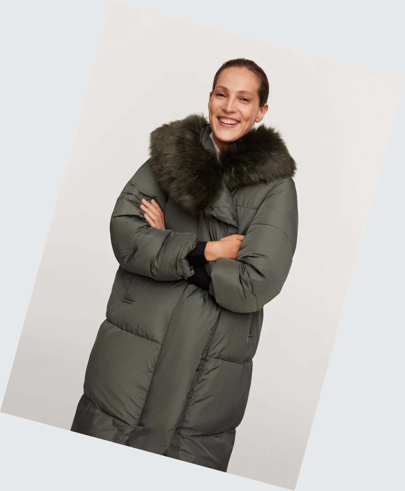 Kabáty Mango Fur Collar Prešívané Damske Hnede | SK860311