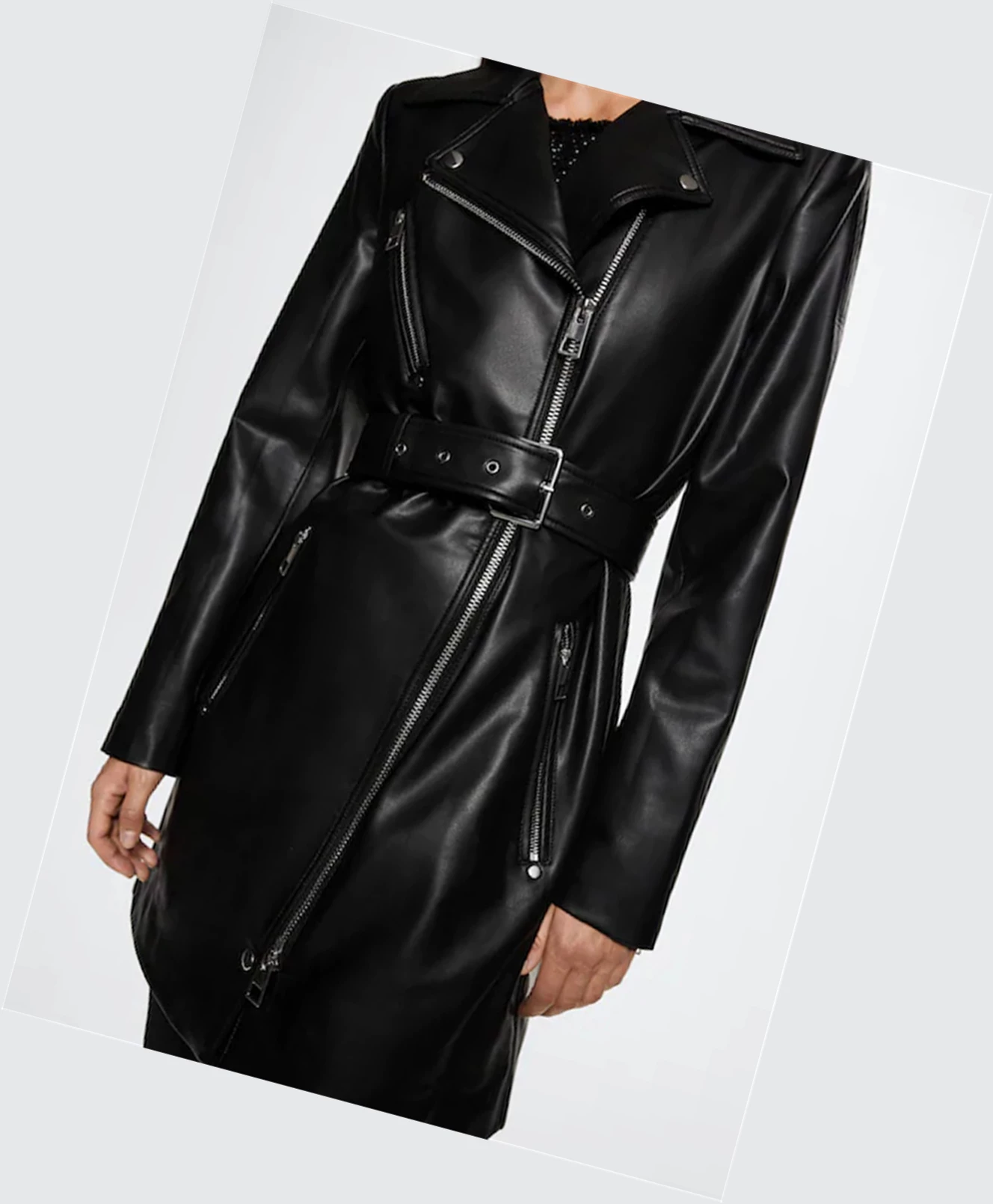 Kabáty Mango Kozene-effect Zippered Trench Damske Čierne | SK860324