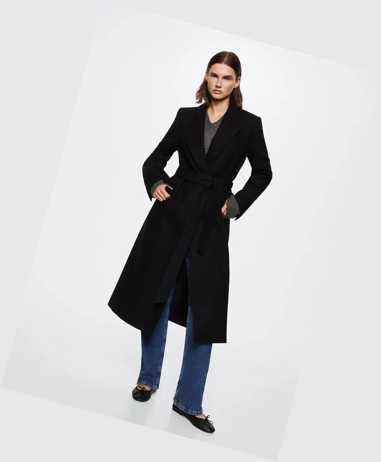 Kabáty Mango Long Lapel Damske Čierne | SK860344