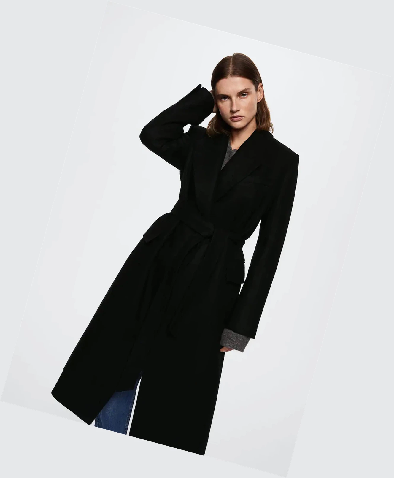 Kabáty Mango Long Lapel Damske Čierne | SK860344