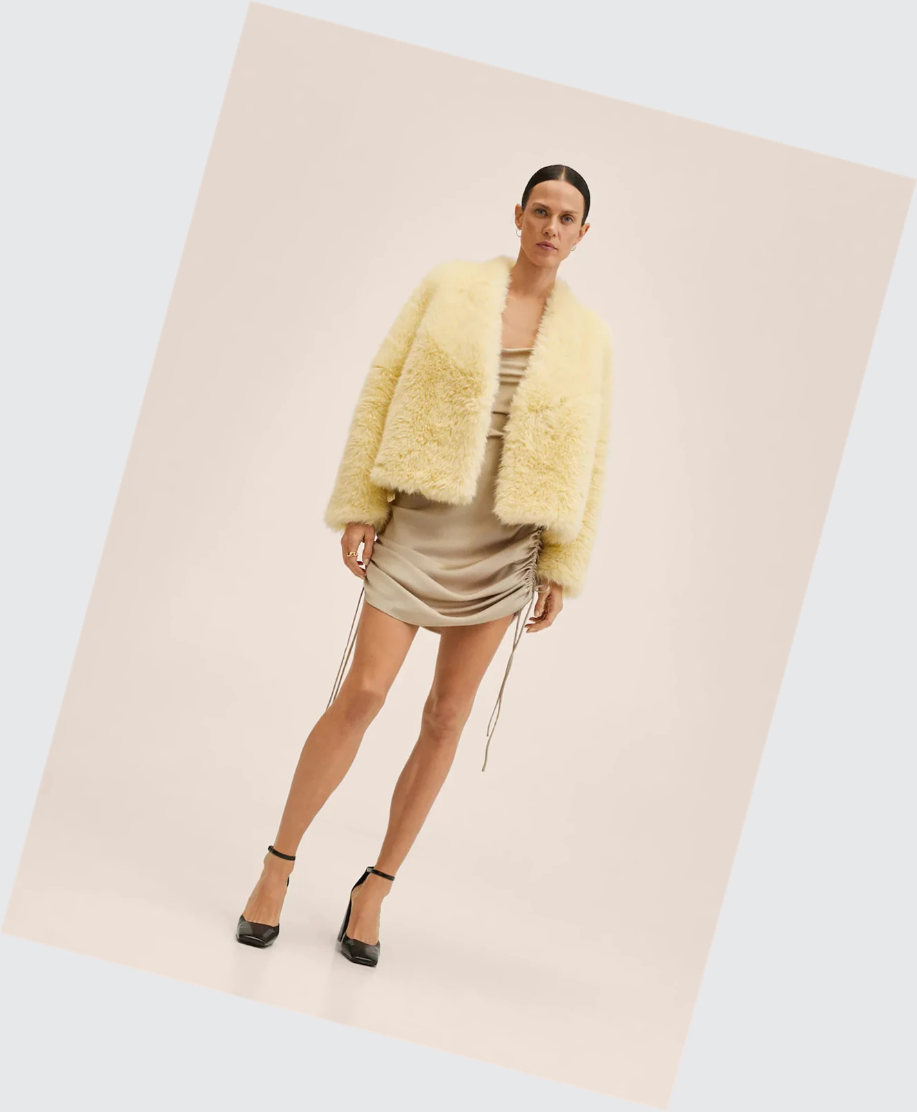 Kabáty Mango Oversize Faux-fur Damske Žlté | SK860347