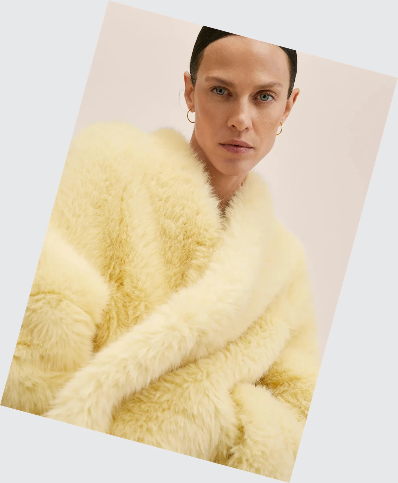 Kabáty Mango Oversize Faux-fur Damske Žlté | SK860347